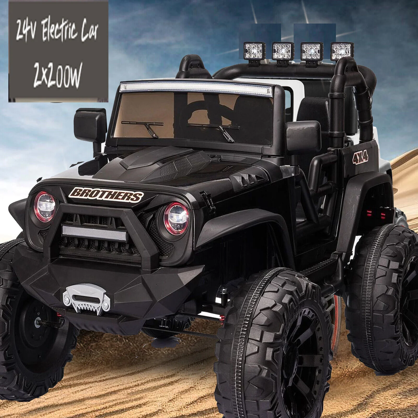 2 Seater Kids Ride On Truck Car with Remote Control and Powerful 200W Motors - 3 Speed Options and LED Lights - Image 3