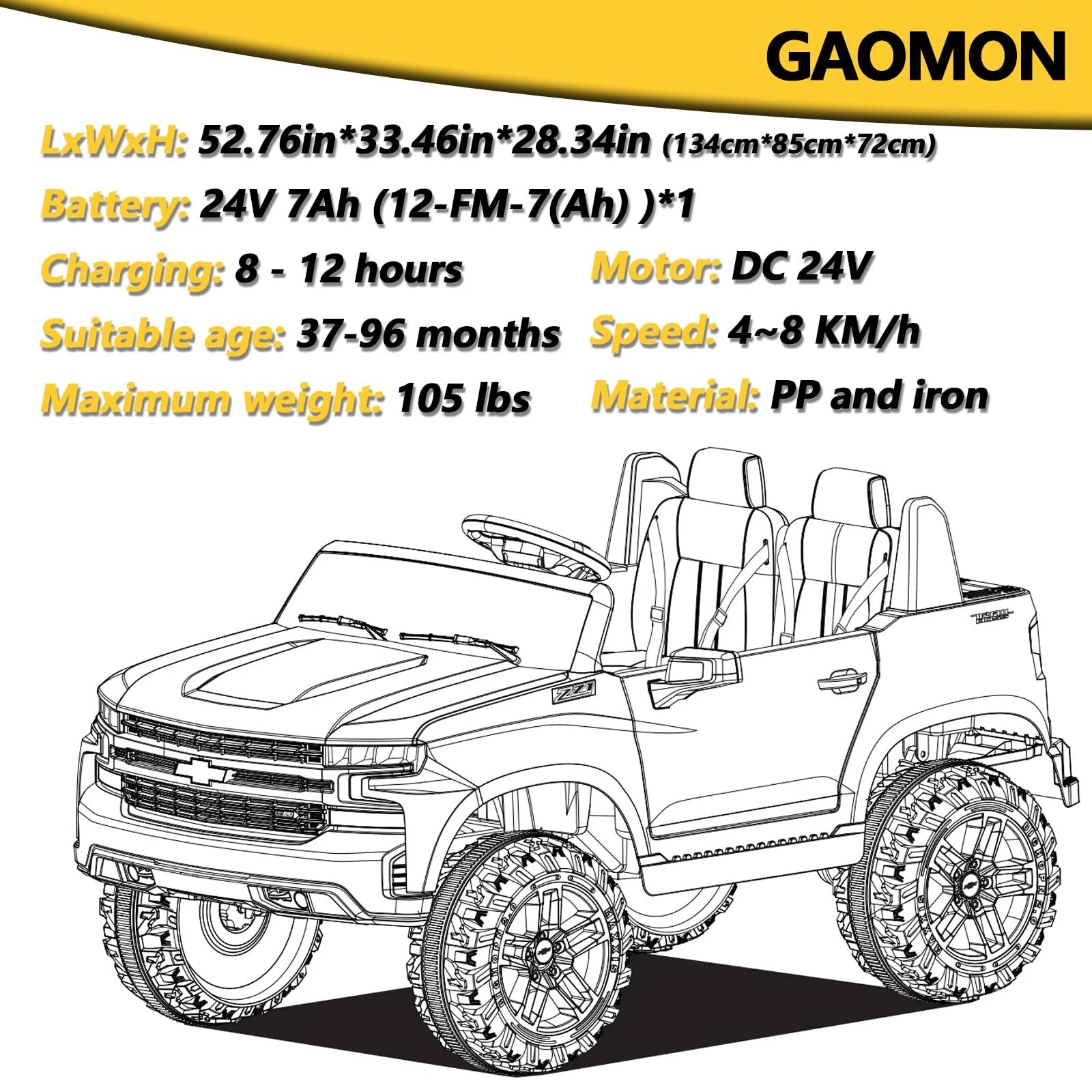 2-Seater 24V Battery-Powered Electric Kids Ride-On Truck with Remote Control - Image 25