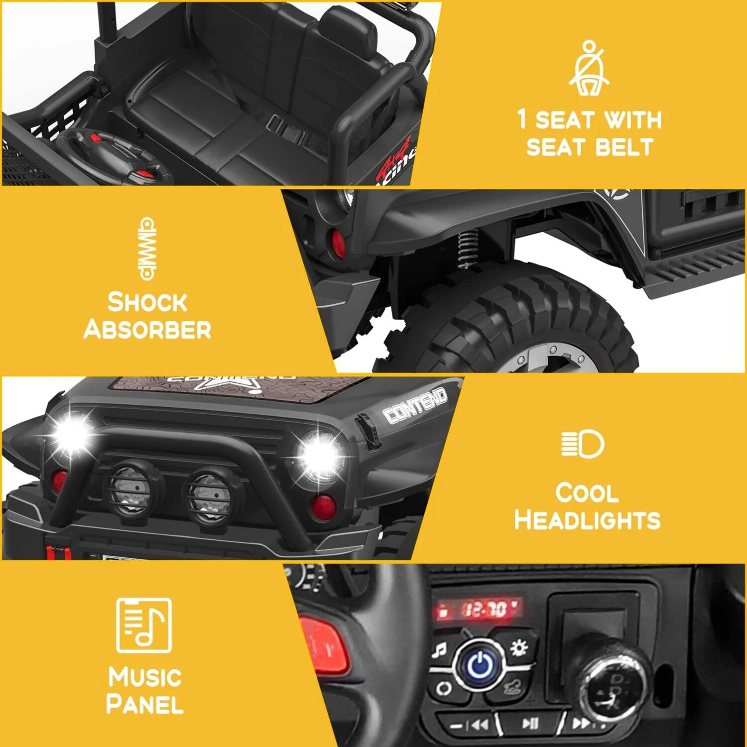 2-Seater Kids Ride-On Truck with Remote Control, LED Lights, Music, and Double Doors - Image 7