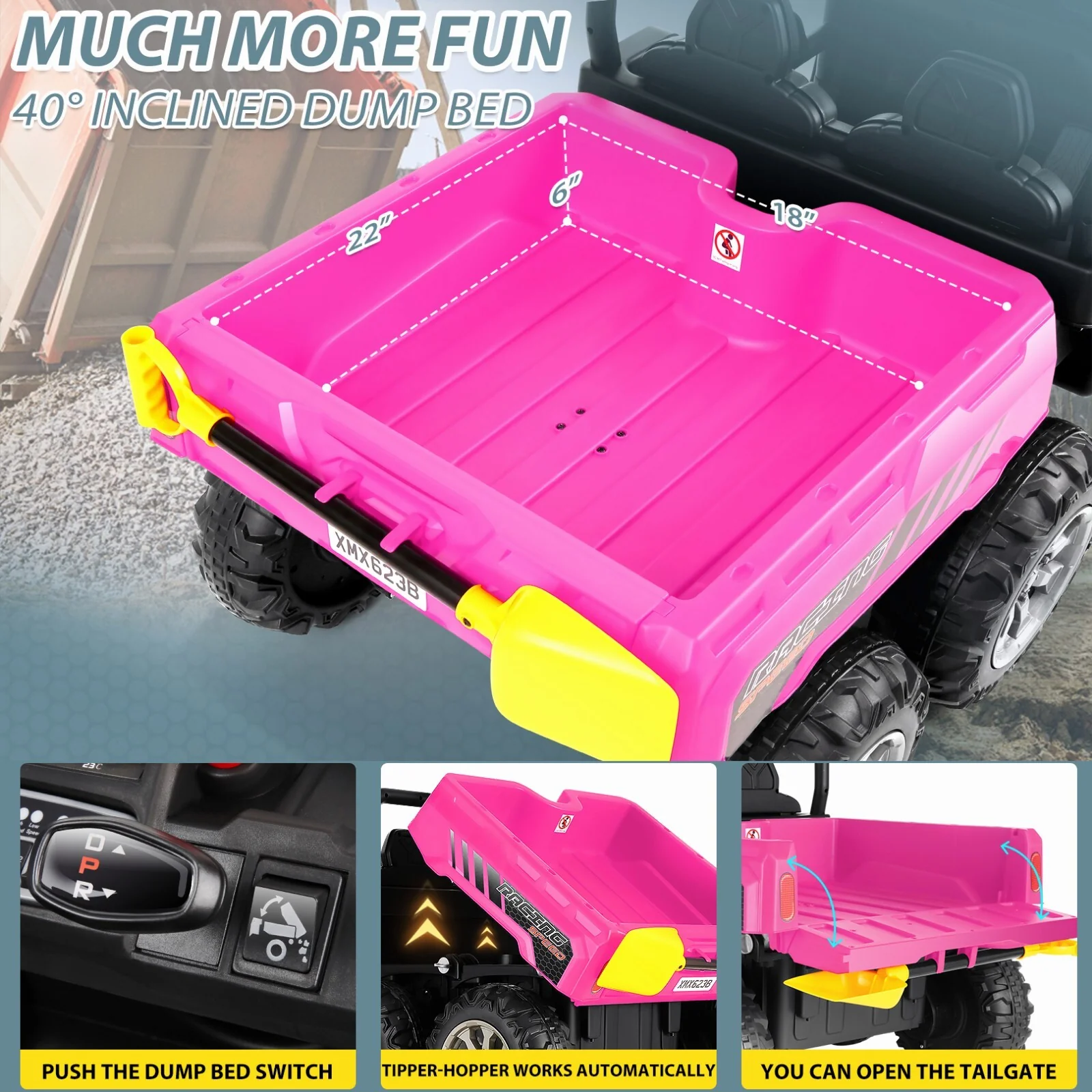 2-Seater 24V Electric Kids Ride-On 6x6 4WD UTV Truck with Remote Control - Image 11
