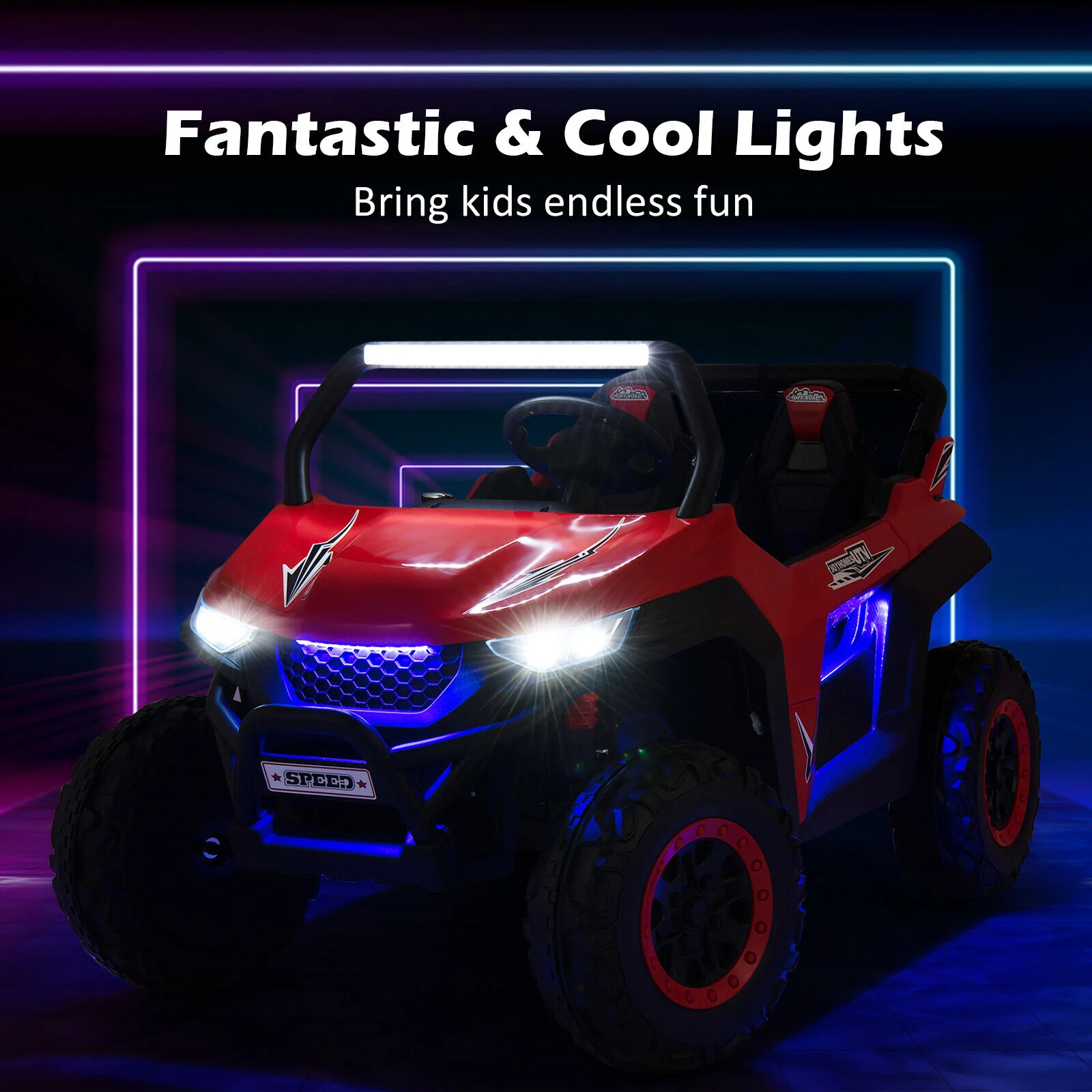 2-Seater Kids Ride On UTV with Suspension, Lights & Music - 12V RC Electric Vehicle - Image 5