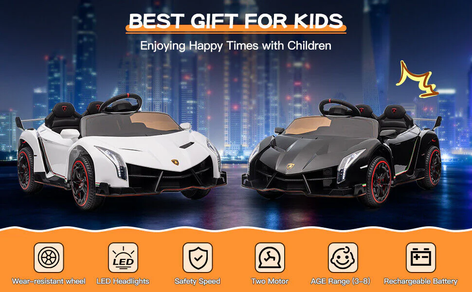 2 Seater Licensed Lamborghini Electric Ride On Car for Kids with Remote Control - 12V - Image 3