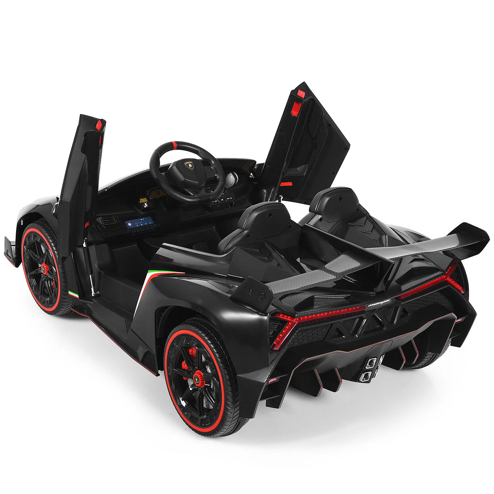 2-Seater Licensed Lamborghini Kids Ride On Car with RC and Swing Function - Black (12V) - Image 12
