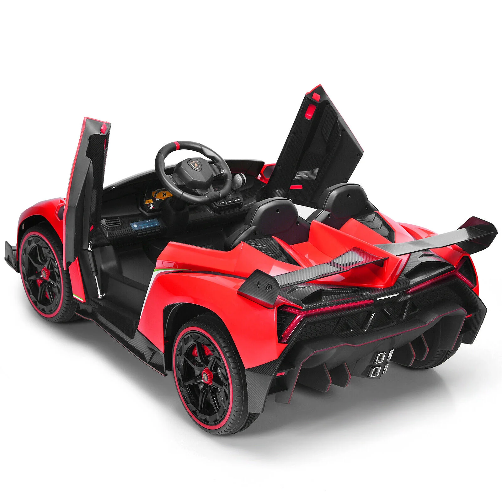 2-Seater Licensed Lamborghini Kids Ride On Car with RC and Swing Function - Red (12V) - Image 12