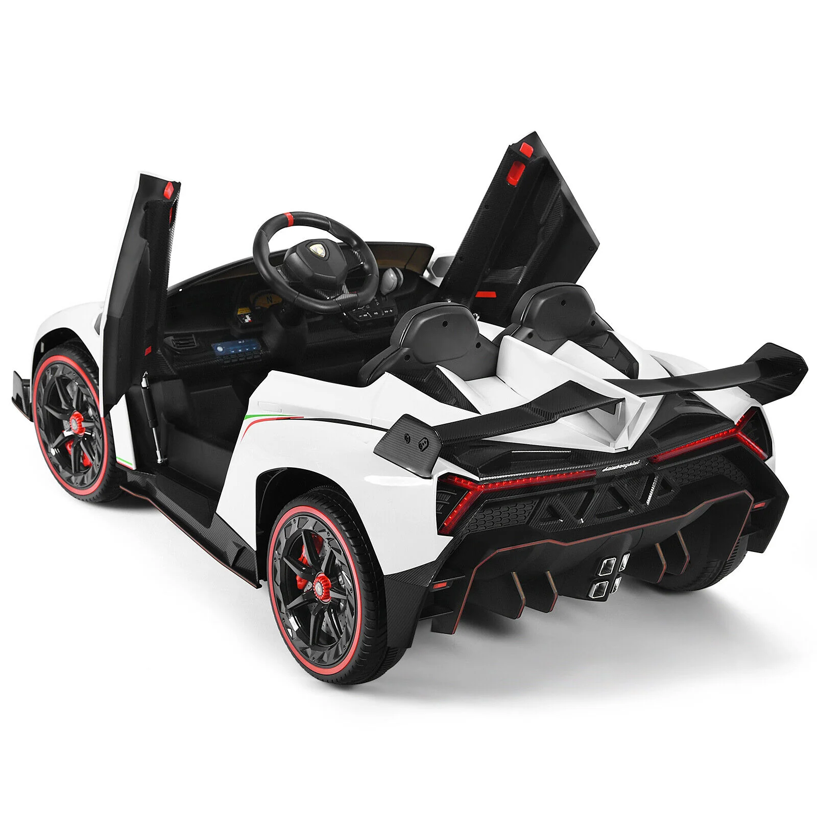 2-Seater Licensed Lamborghini Kids Ride On Car with RC and Swing Function - White (12V) - Image 12