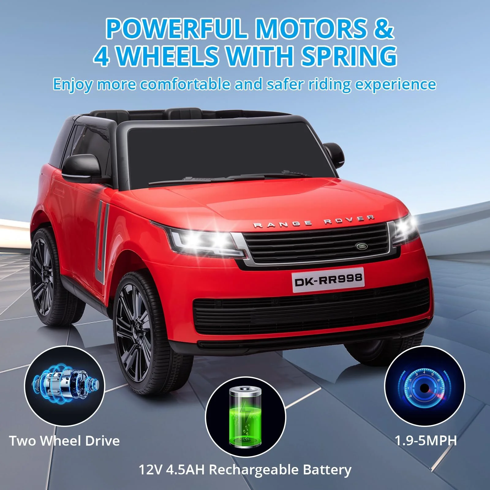 2-Seater Licensed Land Rover Ride-On Car Toy with Parent Remote Control and 3 Speed Settings - Image 3