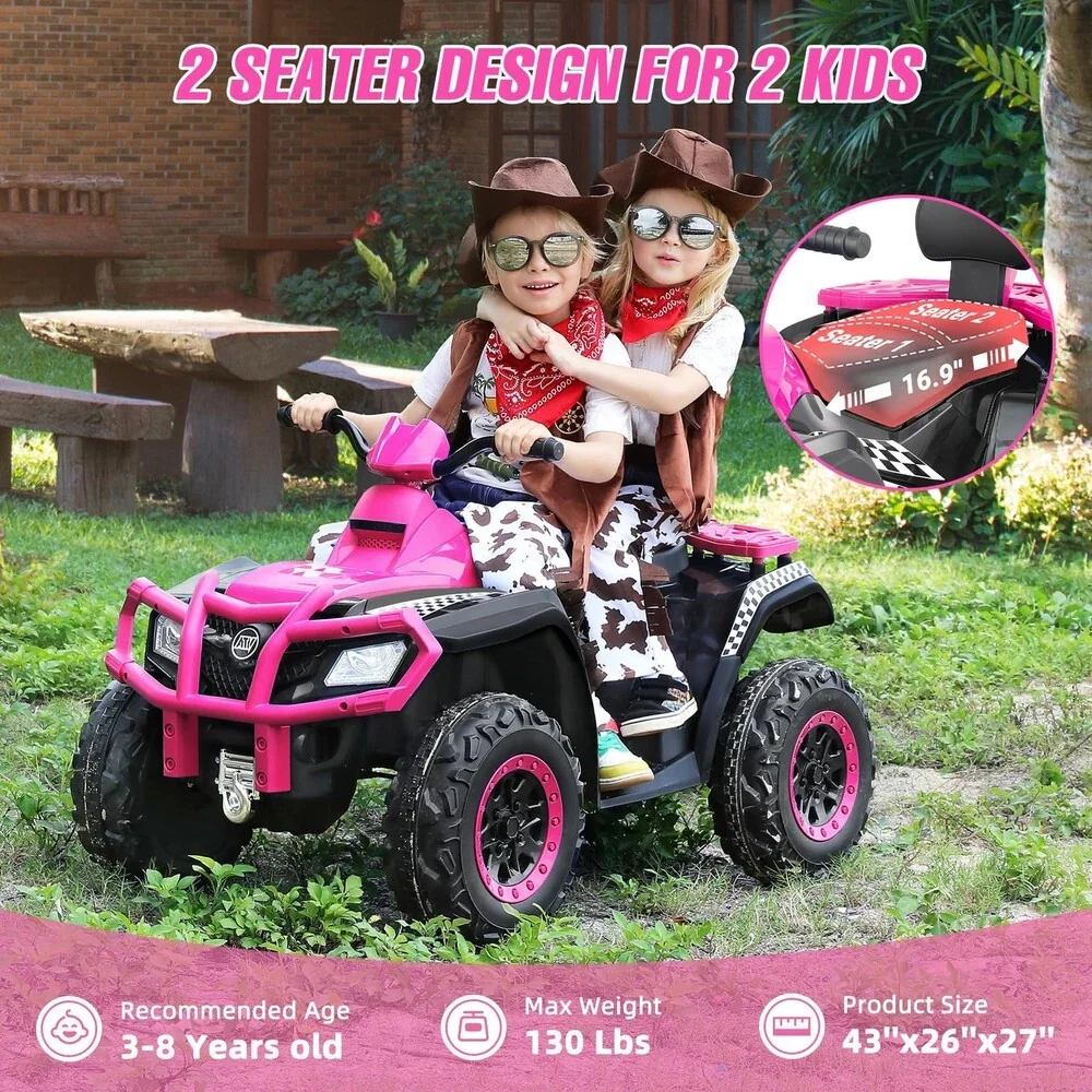 2-Seater Ride-On ATV for Big Kids - 4-Wheeler Quad Toy with 10AH Battery - Image 4