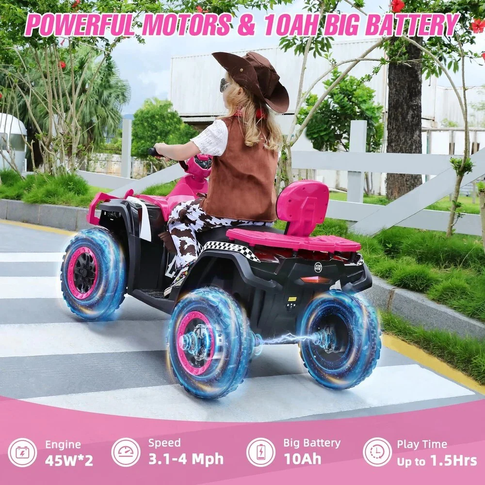 2-Seater Ride-On ATV for Big Kids - 4-Wheeler Quad Toy with 10AH Battery - Image 6