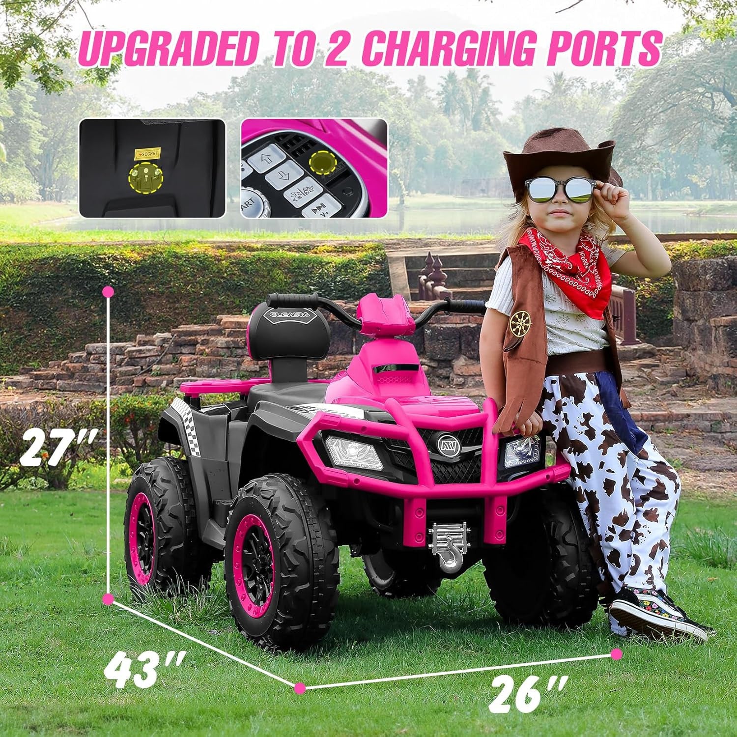2-Seater Ride-On ATV for Big Kids 4-Wheeler Quad with 10AH Battery - Image 6