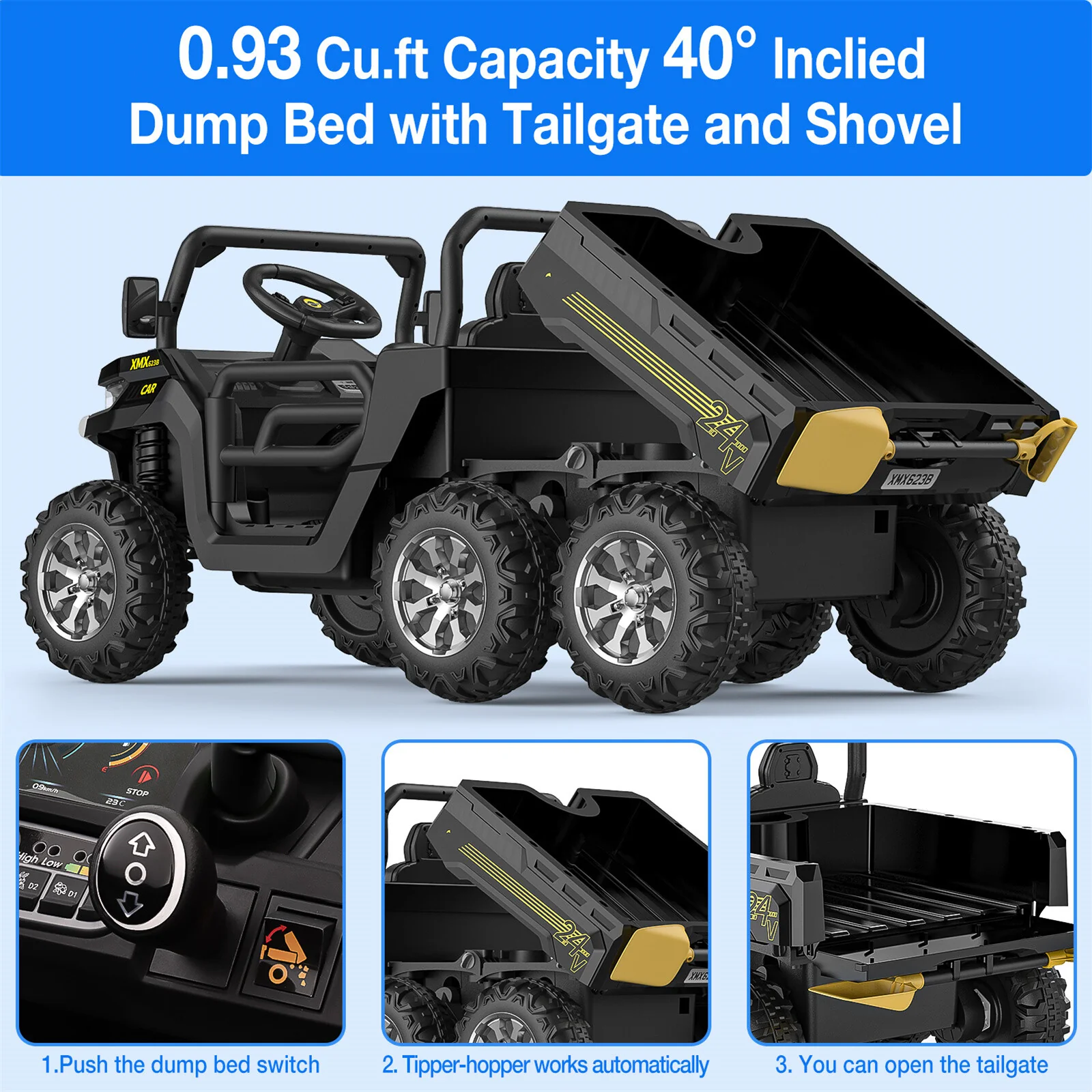24V 2-Seater Electric Kids Ride-On Dump Truck with Remote Control - Image 24