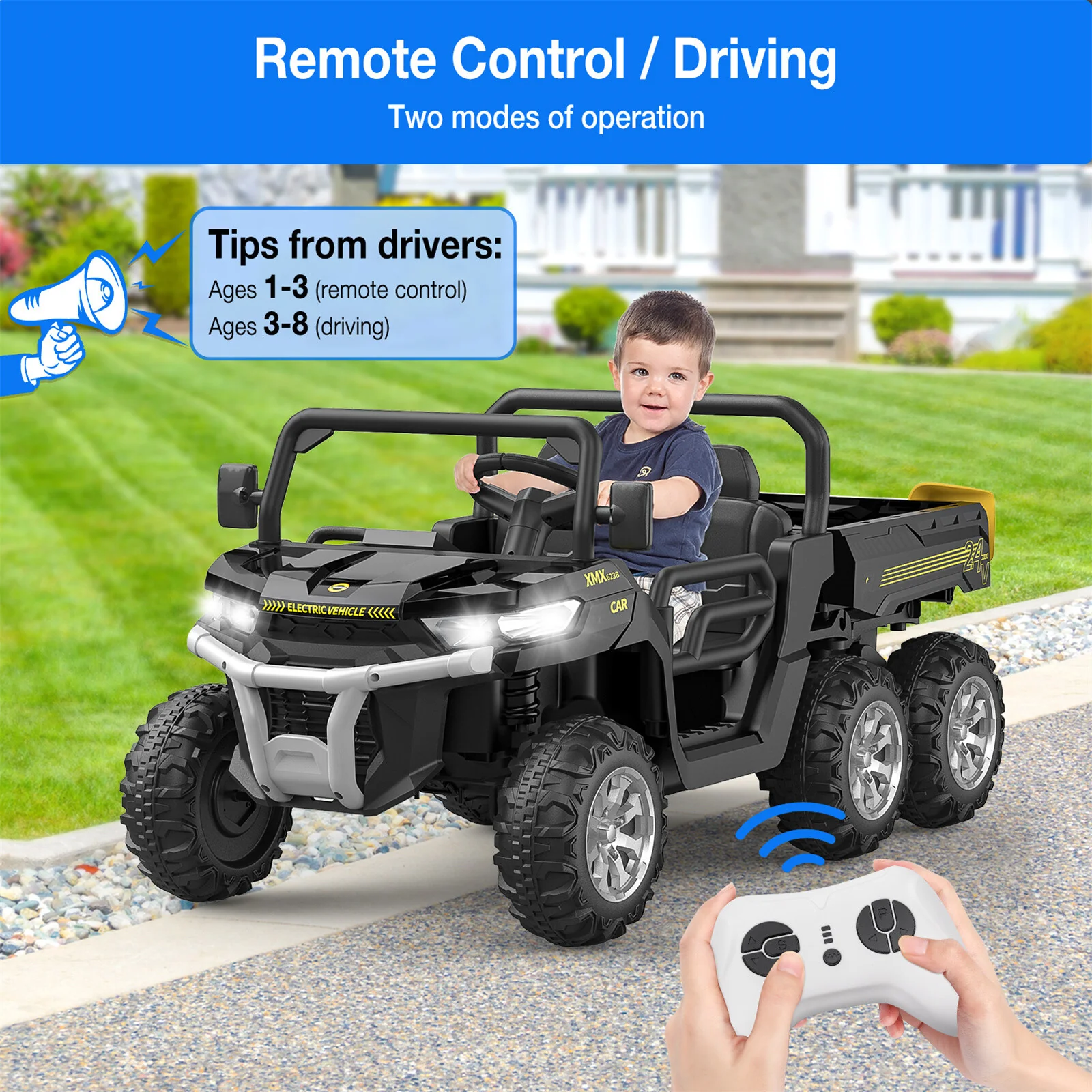 2-Seater 24V Electric Kids Ride-On Dump Truck with Remote Control - Image 22