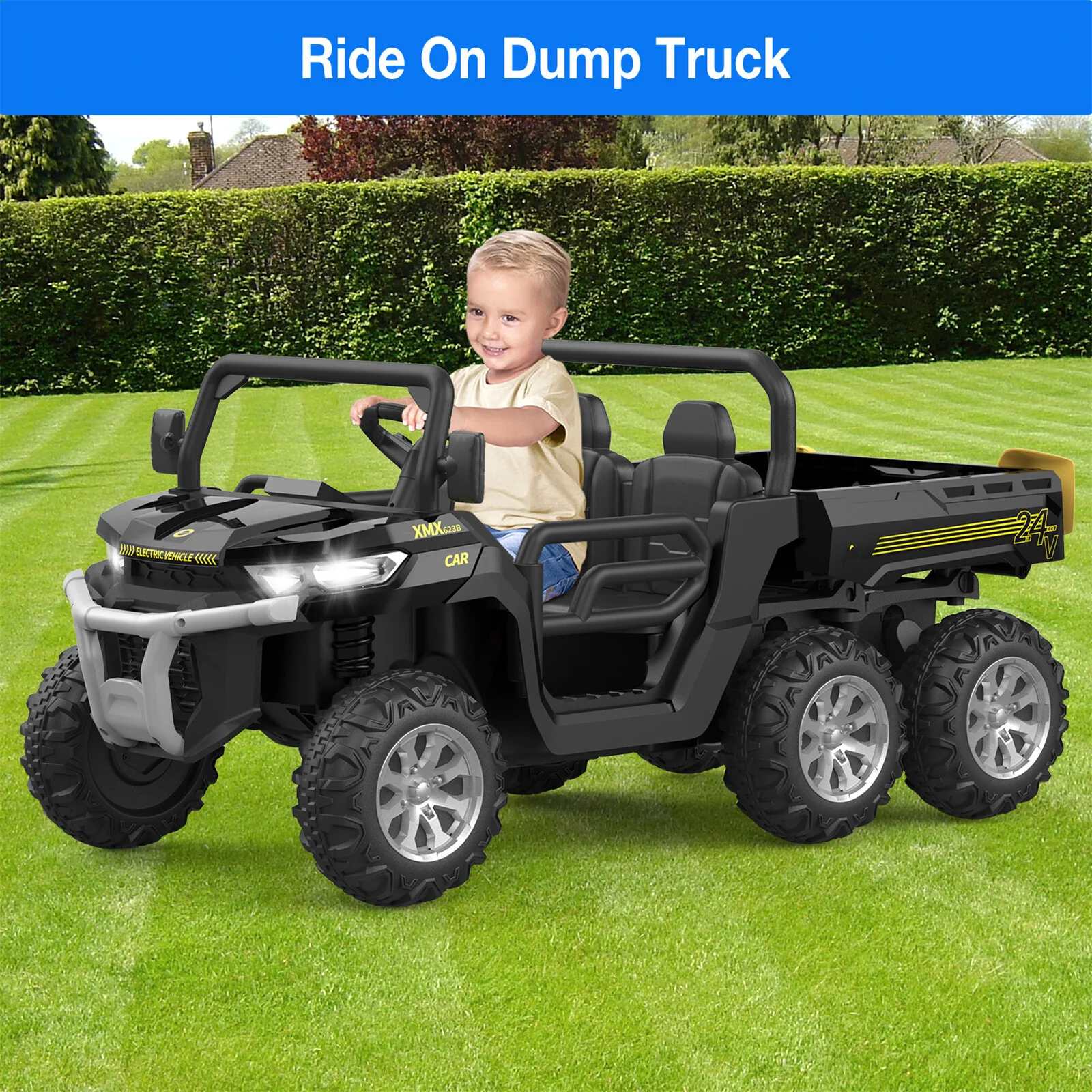 2-Seater 24V Electric Kids Ride-On Dump Truck with Remote Control - Image 21
