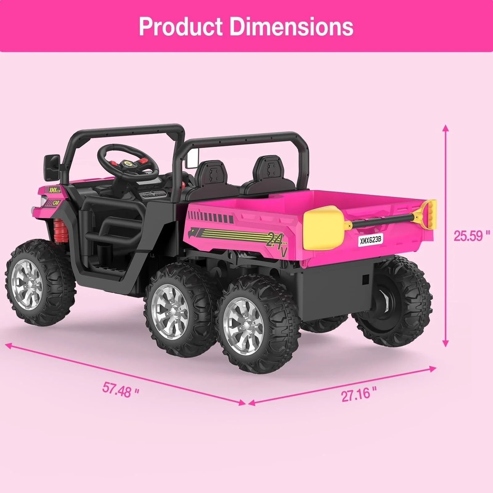 2-Seater 6x6 24V Kids Ride-On Dump Truck with Remote Control - Image 4