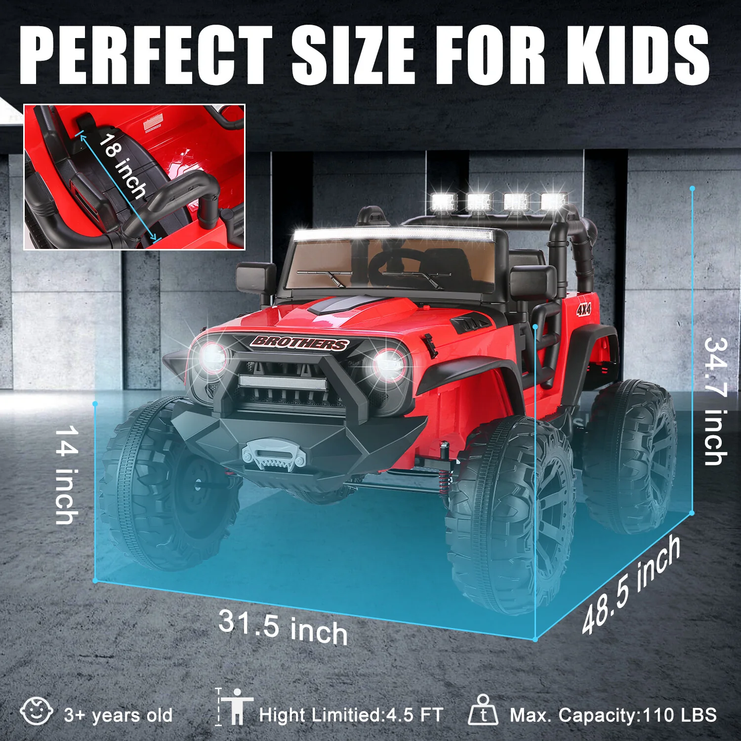 2-Seater Electric Ride-On Truck for Kids with 24V Battery and Remote Control - Image 6