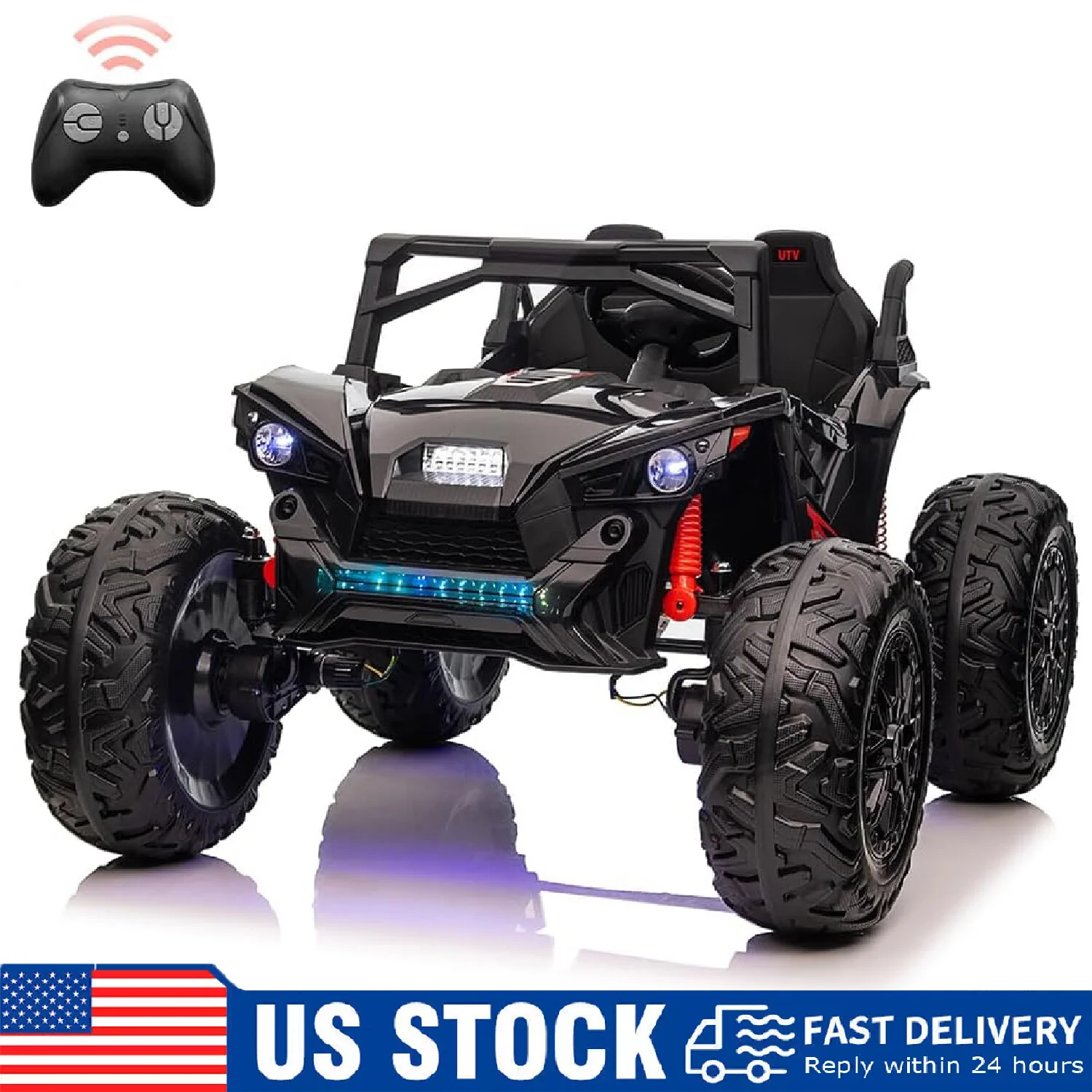 2-Seater 24V Battery-Powered Electric 4-Wheeler Ride-On Truck Toy Car