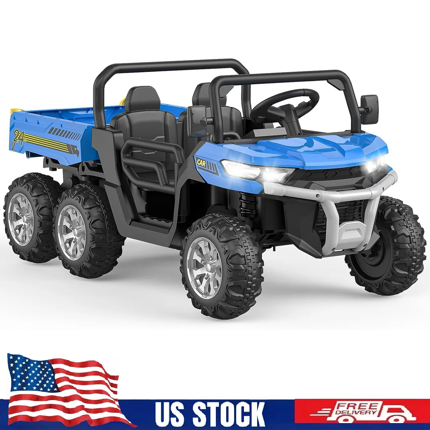 2-Seater 24V Kids Electric Ride-On Dump Truck with Remote Control and UTV Car Features - Image 10
