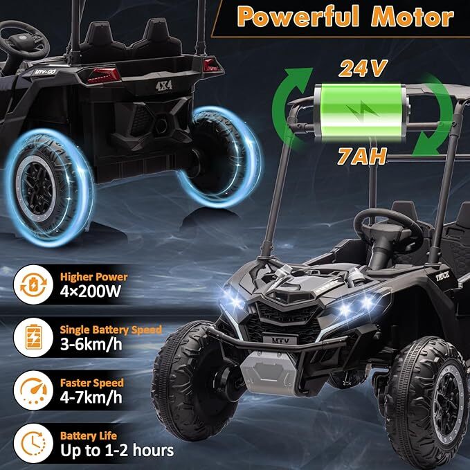 2-Seater 24V Electric Ride-On Car with 2.4G Remote Control for Kids - Image 6