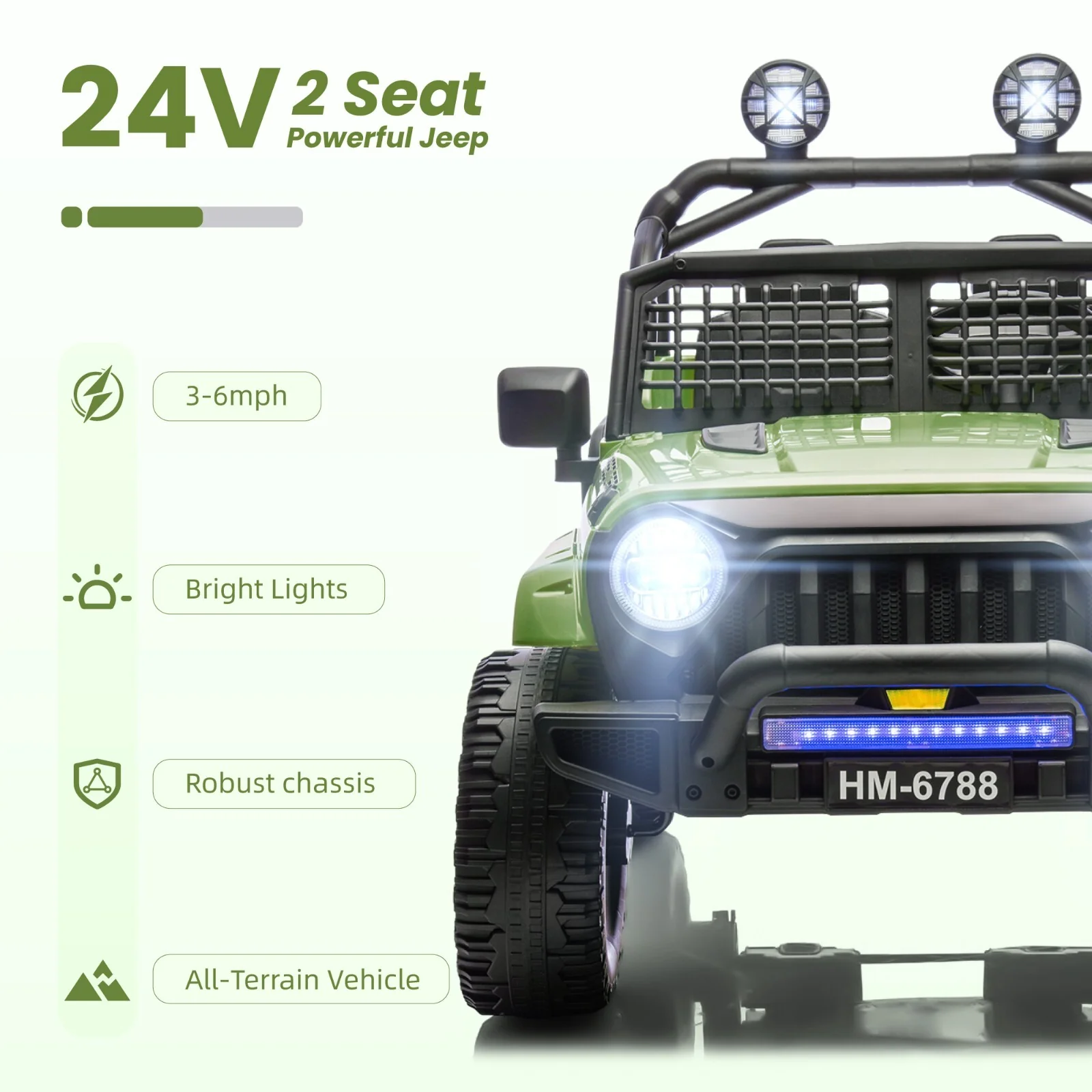 2-Seater 24V Kids Electric Jeep Car Truck with Remote Control, 6mph Battery-Powered Ride-On - Image 4