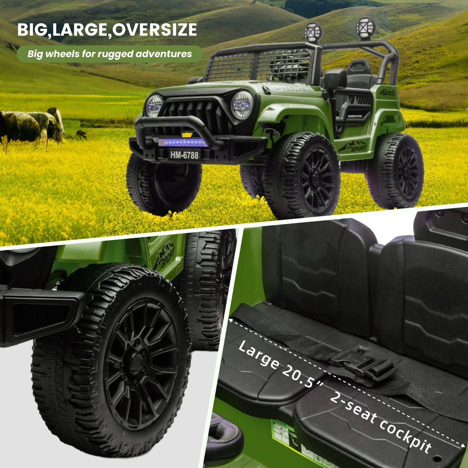 2-Seater 24V Kids Electric Jeep Car Truck with Remote Control, 6mph Battery-Powered Ride-On - Image 5