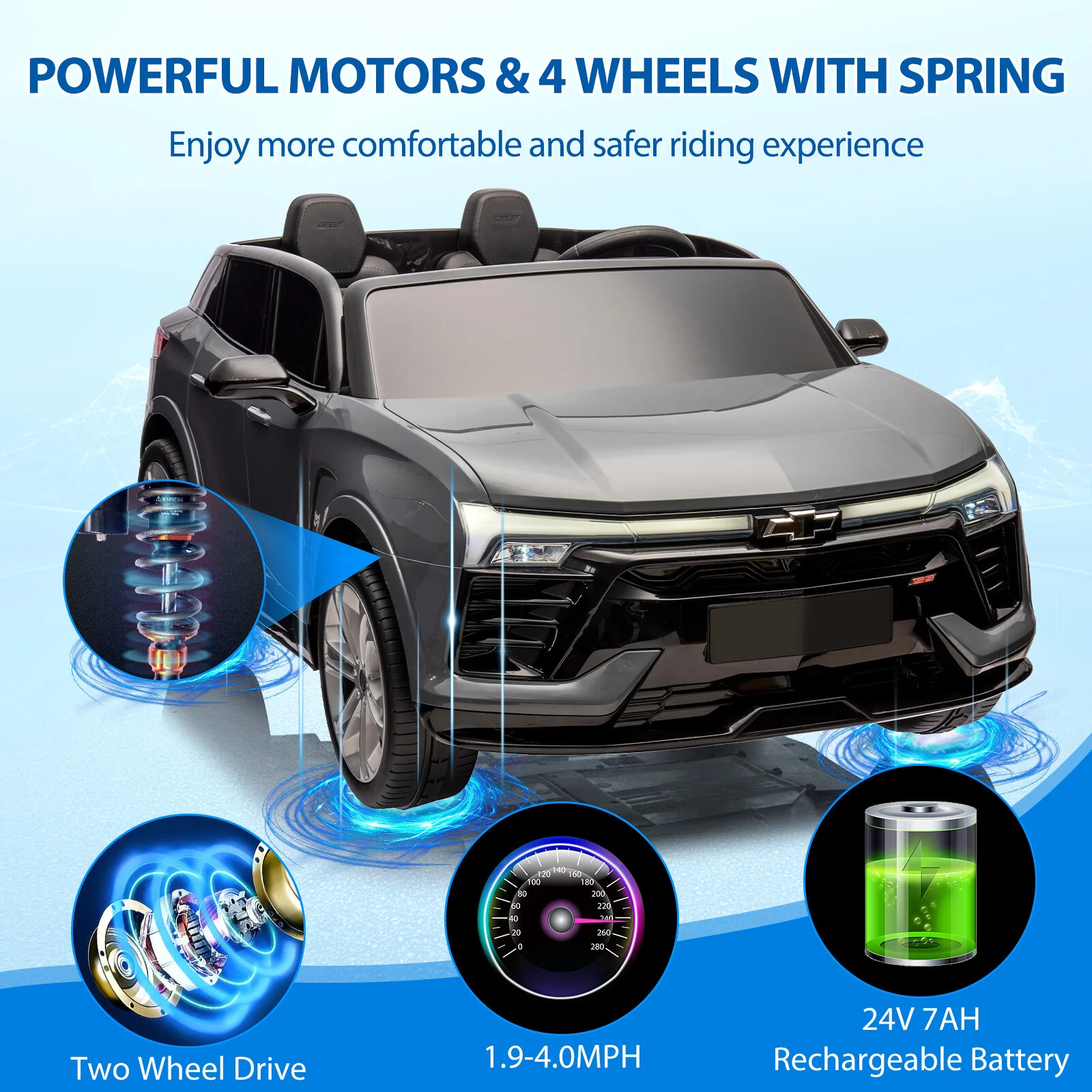 2-Seater 24V Ride-On Car Toy for Toddlers 3-8 with Parent Remote Control - Image 5