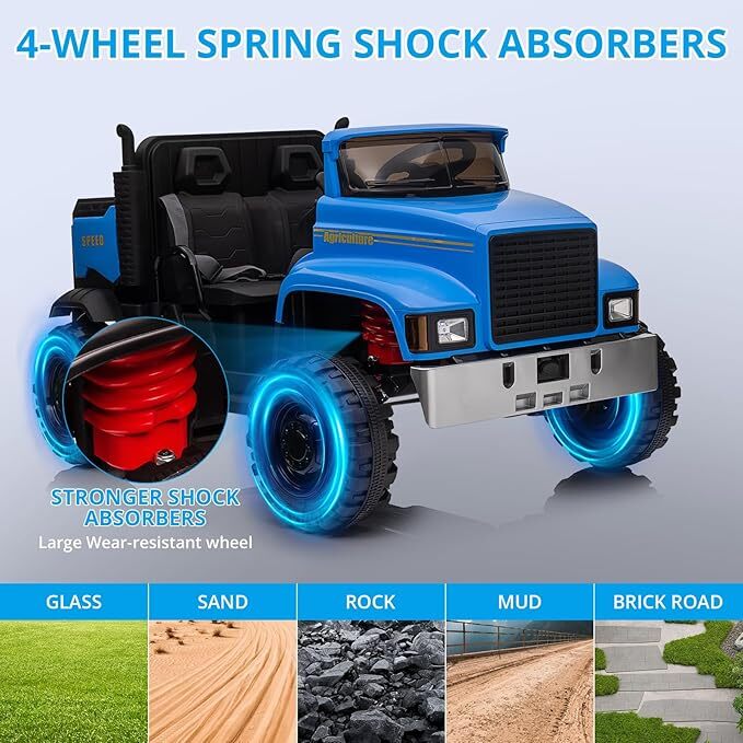 2-Seater 24V Battery-Powered Ride-On Tractor Car for Kids with Remote Control - Image 10