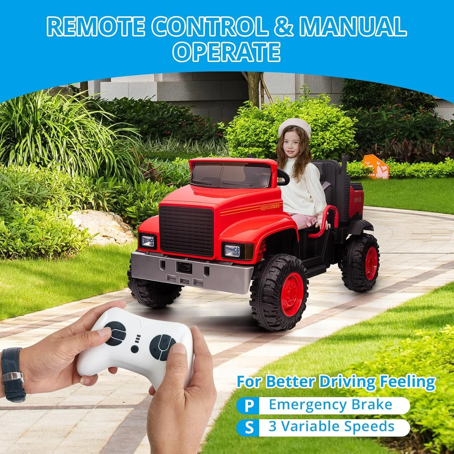 2-Seater 24V Battery-Powered Ride-On Tractor Car for Kids with Remote Control - Image 11
