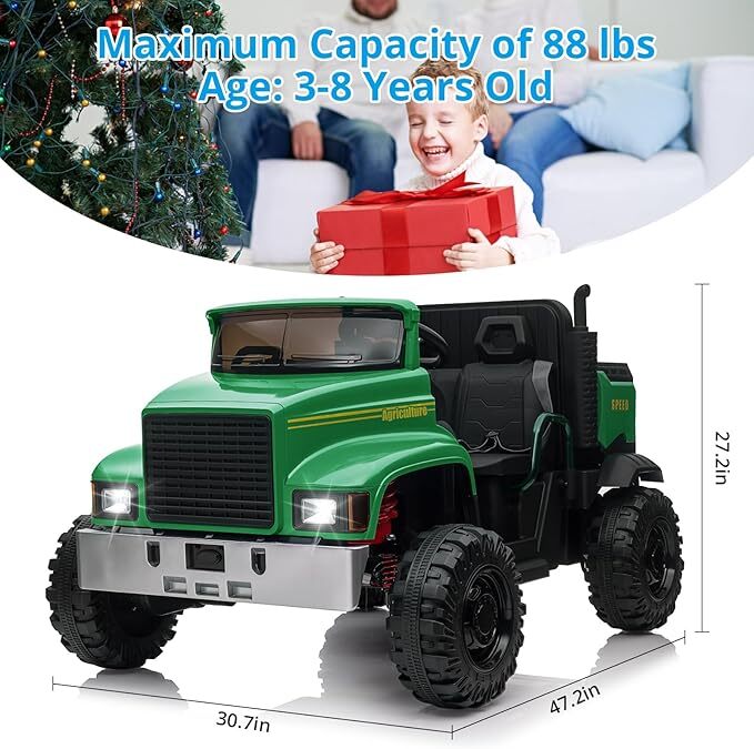 2-Seater 24V Battery-Powered Ride-On Tractor Car for Kids with Remote Control - Image 12