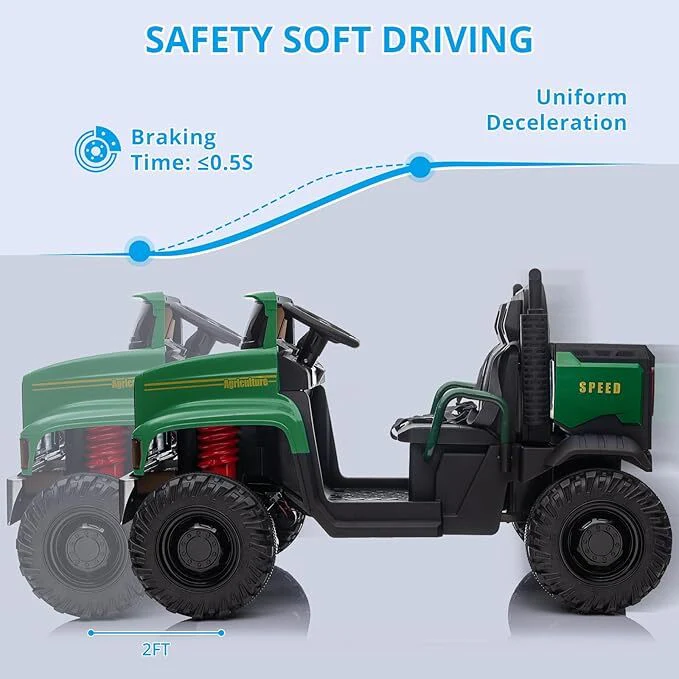 2-Seater 24V Battery-Powered Ride-On Tractor Car for Kids with Remote Control - Image 2