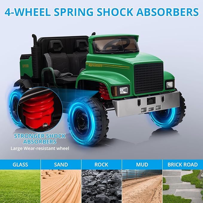 2-Seater 24V Battery-Powered Ride-On Tractor Car for Kids with Remote Control - Image 4