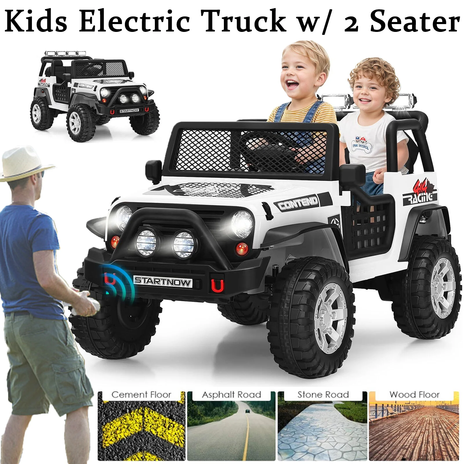 12V Battery-Powered 2-Seater Electric Ride-On Truck with Remote Control - Image 12