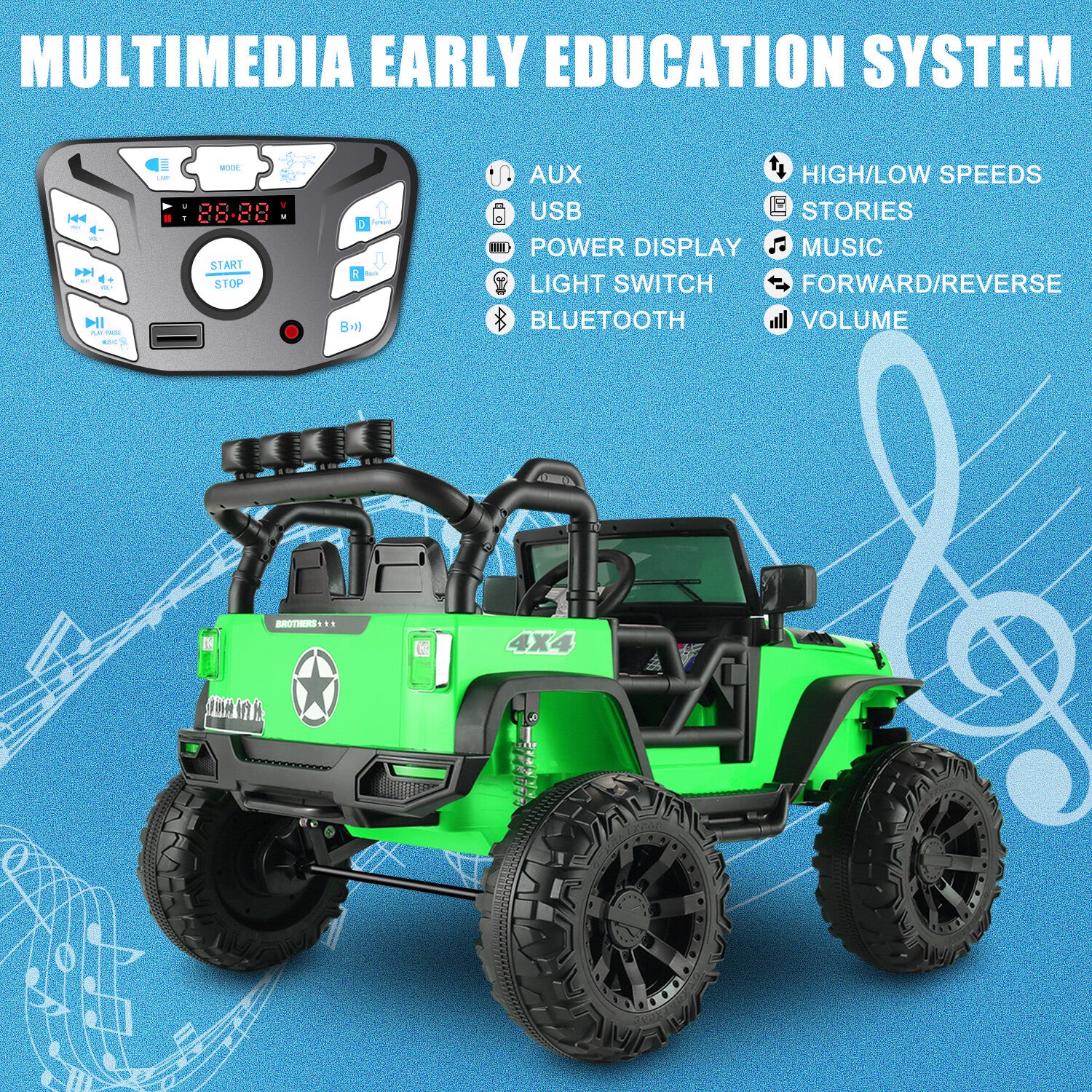 2-Seater 24V 400W Kids Electric Ride-On Truck with Remote Control - Image 7