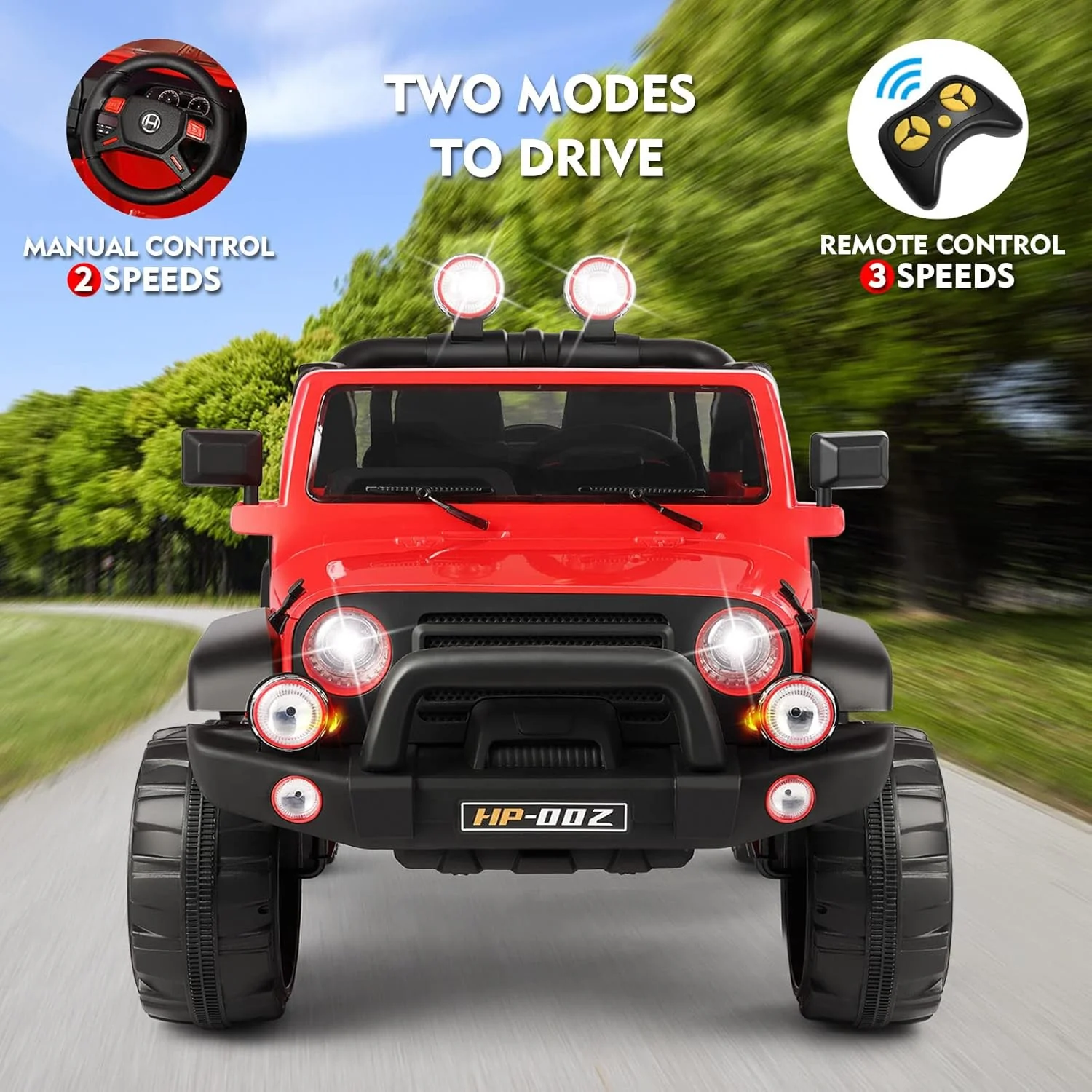 2-Seater 12V Electric Ride-On Truck and Car with Parental Remote Control and Protective Cover for Kids - Image 3