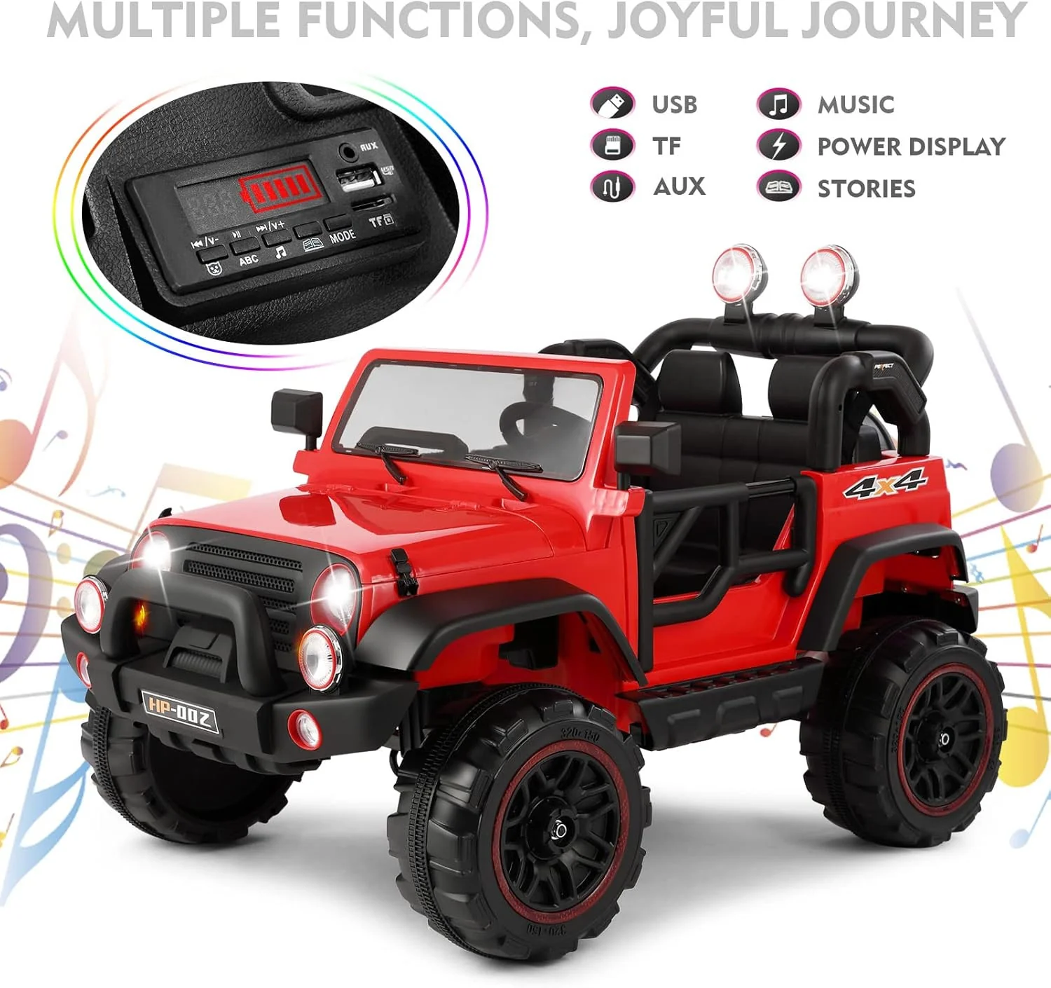 2-Seater 12V Electric Ride-On Truck and Car with Parental Remote Control and Protective Cover for Kids - Image 4