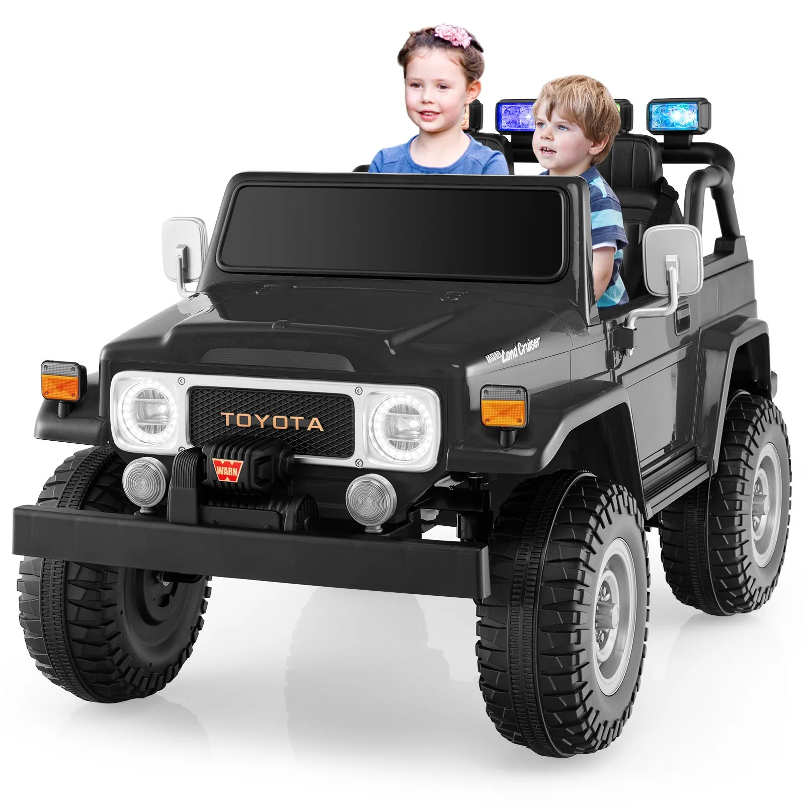 2-Seater 12V Ride-On RC Truck Car with Laser Light and Music Licensed Toyota FJ40 - Image 10