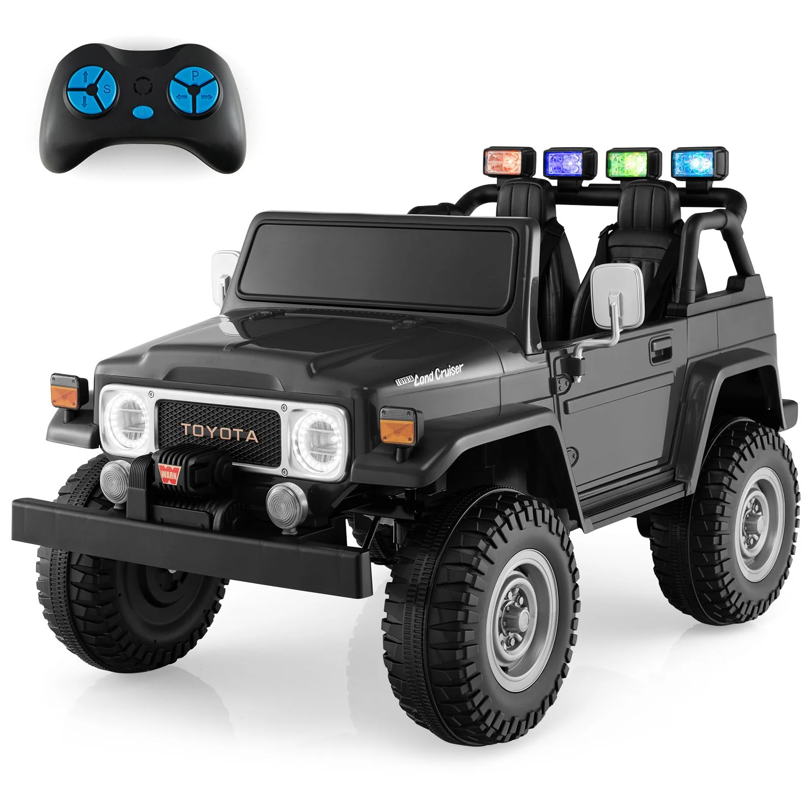 2-Seater 12V Ride-On RC Truck Car with Laser Light and Music Licensed Toyota FJ40 - Image 12