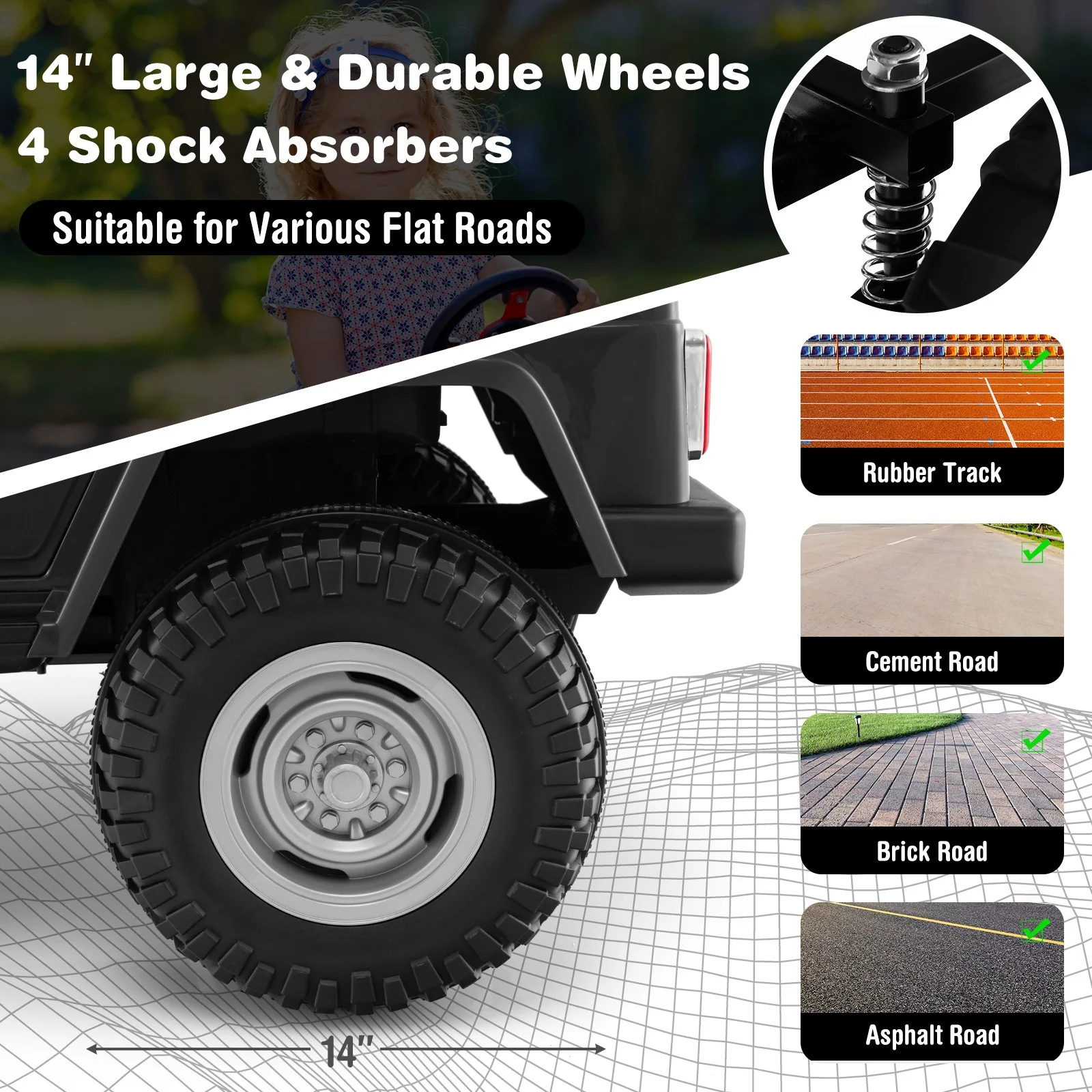 2-Seater 12V Ride-On RC Truck Car with Laser Light and Music Licensed Toyota FJ40 - Image 7