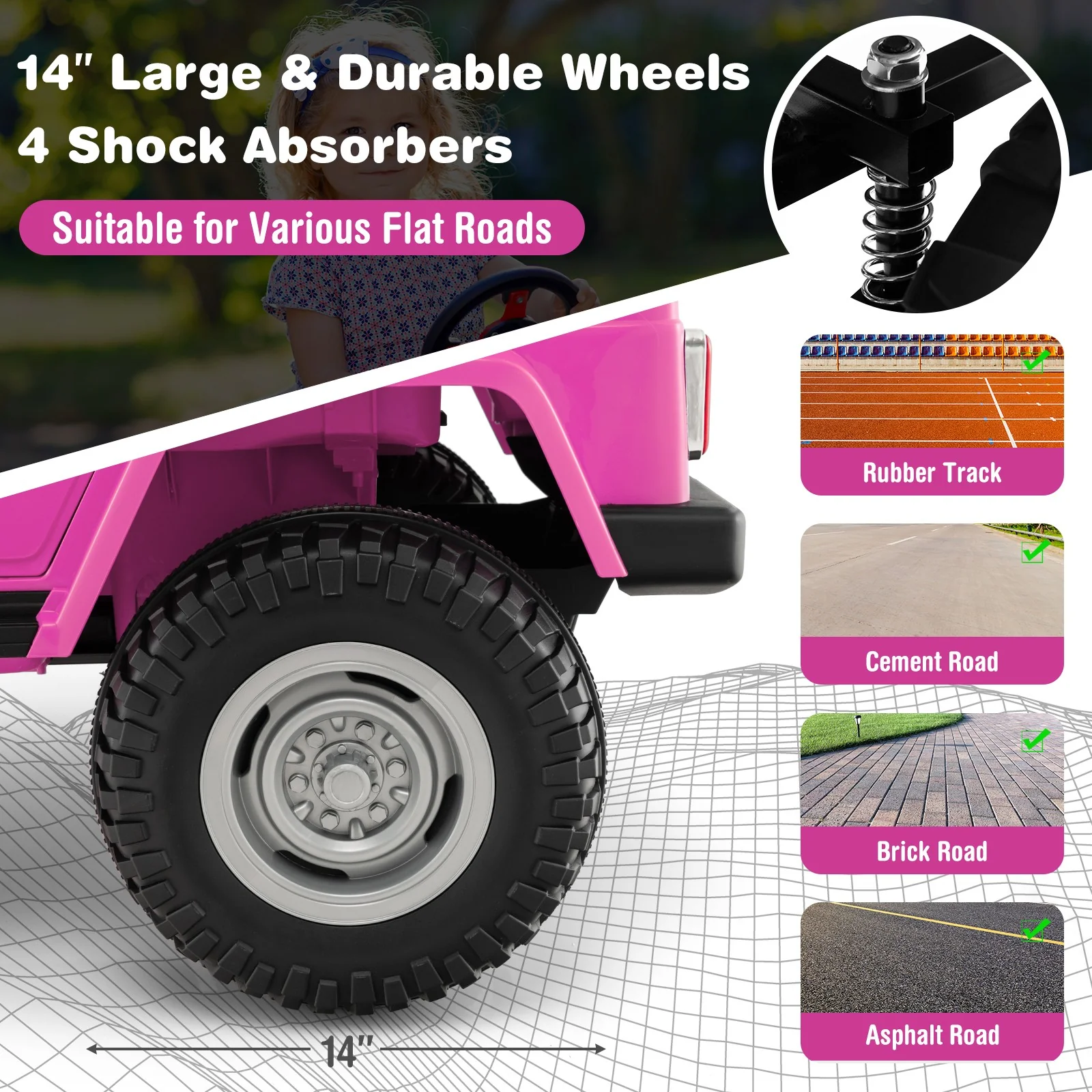 12V 2-Seater Ride-On RC Truck Car with Laser Light and Music Licensed Toyota FJ40 - Image 7