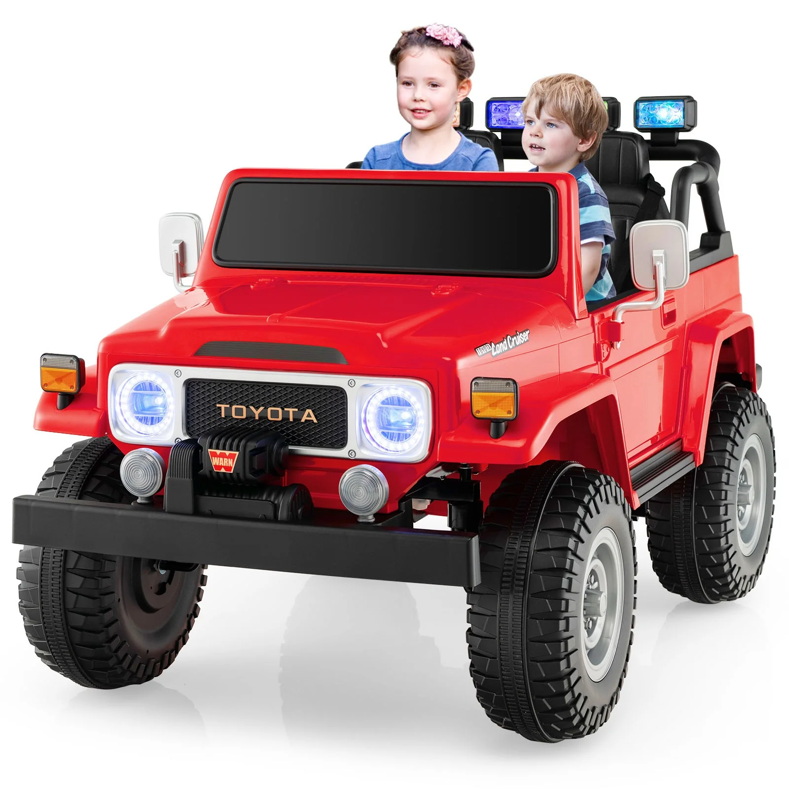 2-Seater 12V Licensed Toyota FJ40 Ride-On Truck with RC, Laser Light, and Music - Image 10