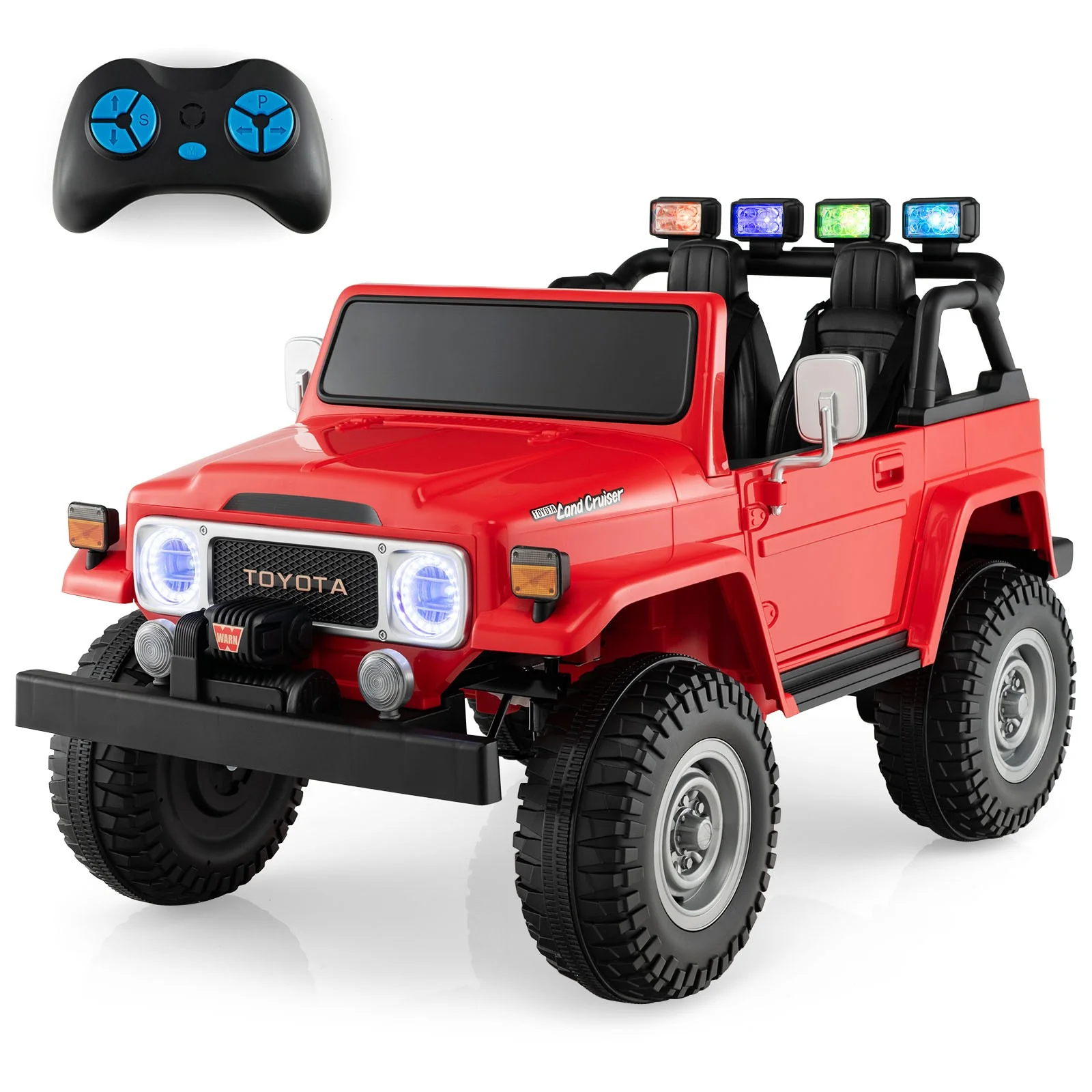 2-Seater 12V Licensed Toyota FJ40 Ride-On Truck with RC, Laser Light, and Music - Image 12