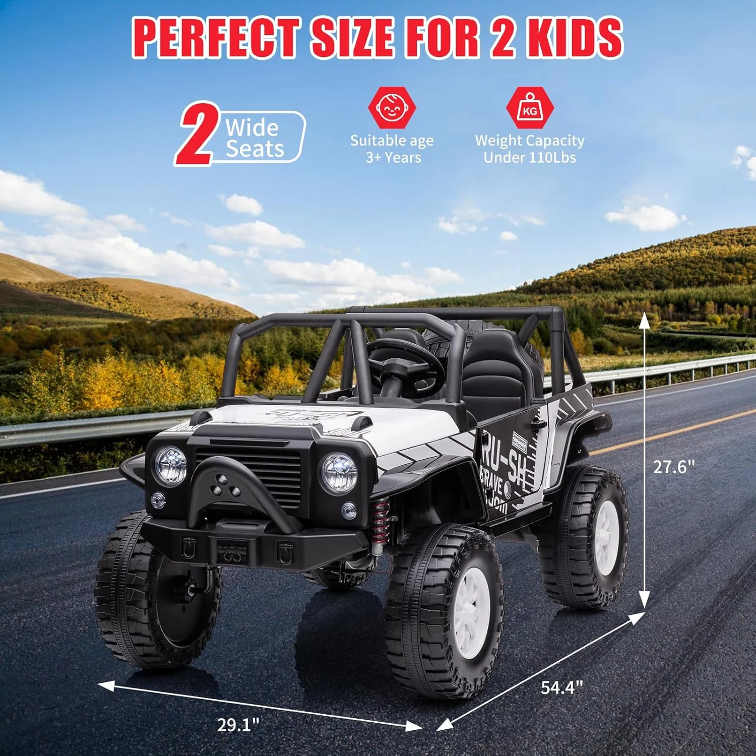 2-Seater 24V Battery-Powered Kids Ride-On Truck Car with Remote Control - Image 3