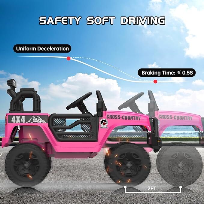 12V Battery-Powered 2-Seater Ride-On Truck Car for Kids with Remote Control and LED Lights - Image 7
