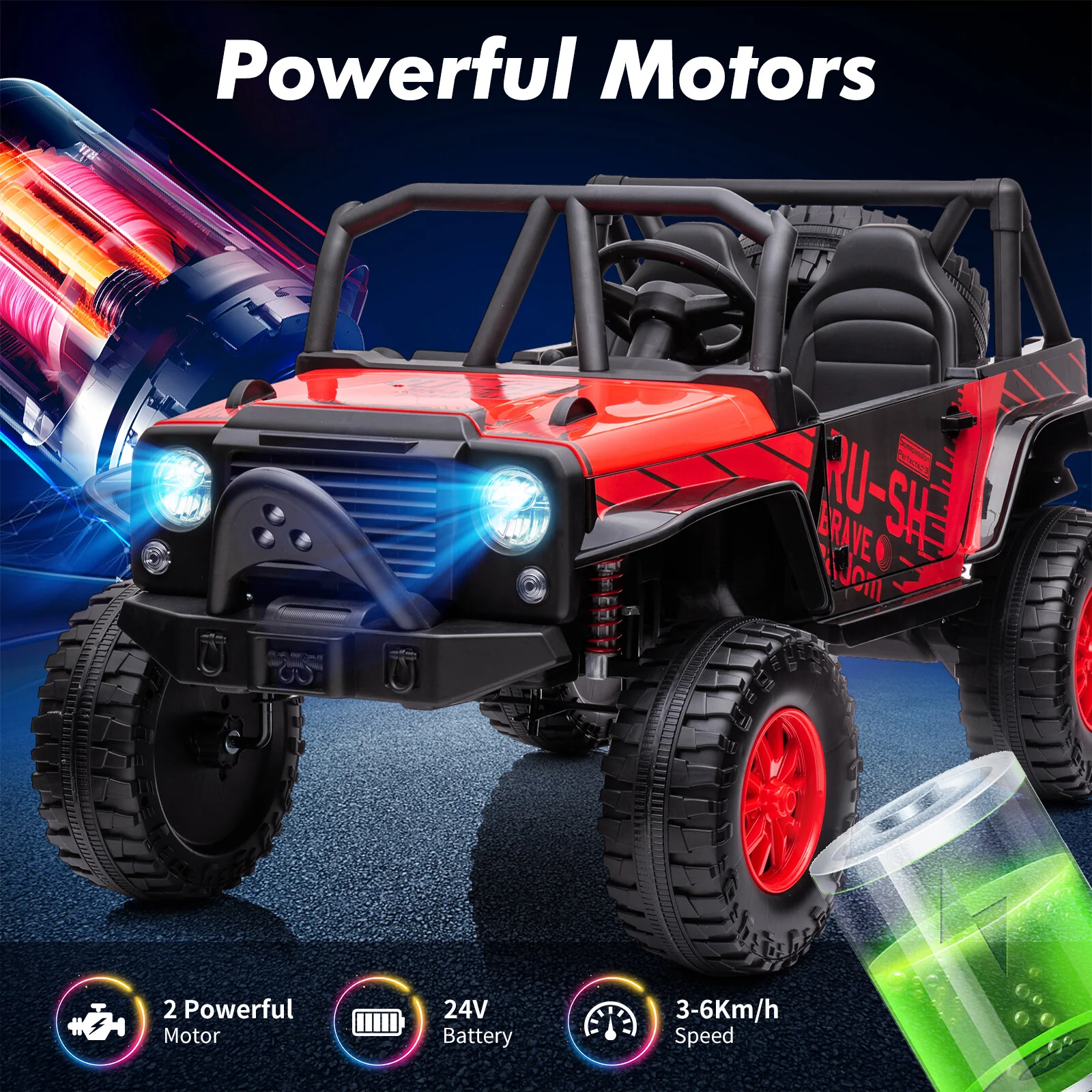 2-Seater Electric Ride-On Truck Car with 24V Battery and Remote Control - Image 12