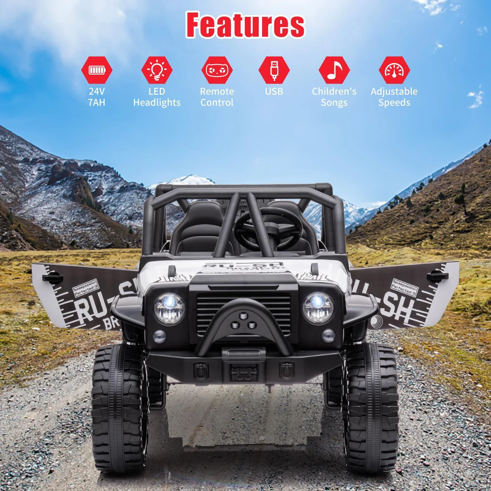 2-Seater Electric Ride-On Truck Car with 24V Battery and Remote Control - Image 4