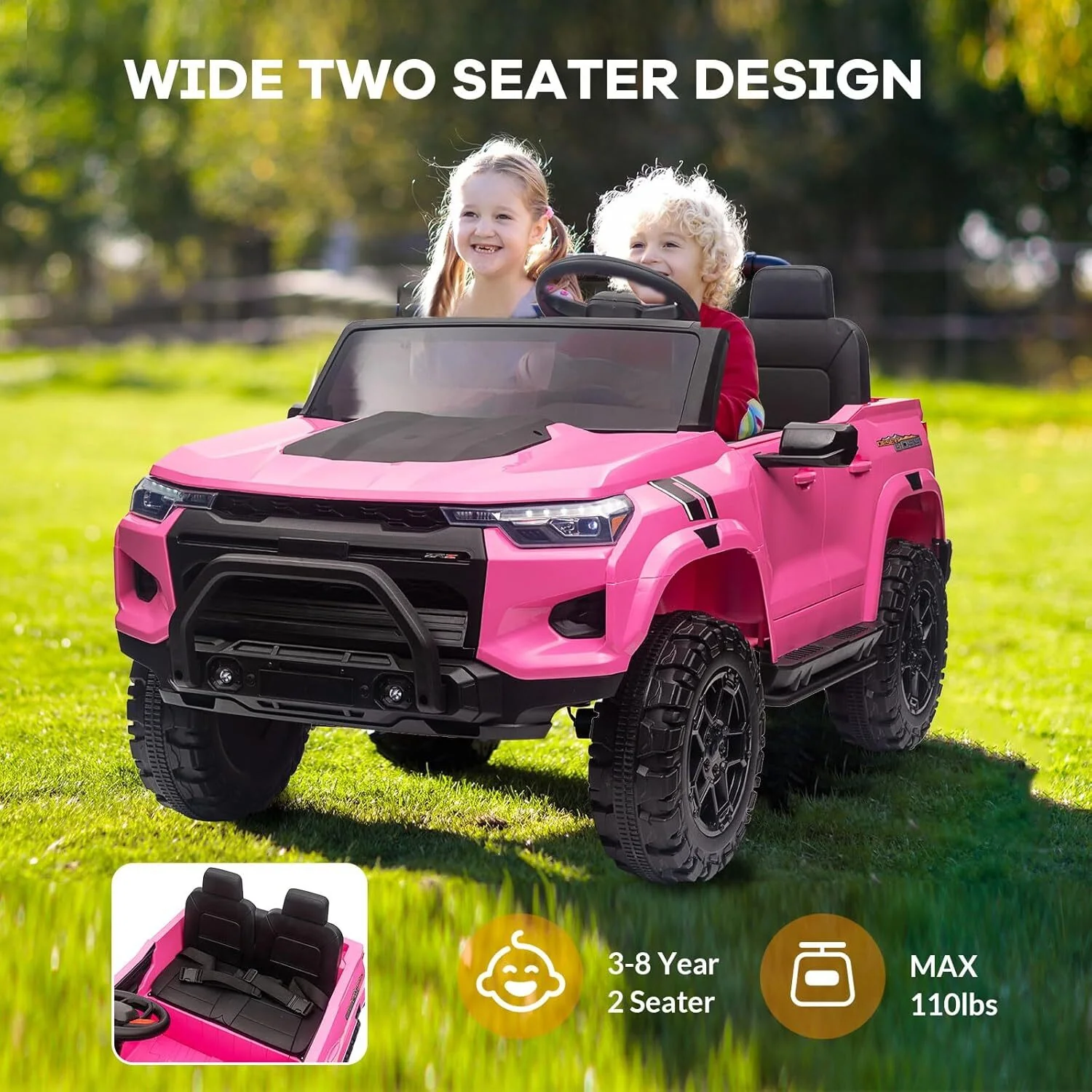 2-Seater Ride-On Truck for Kids 24V Battery Powered Vehicle with Remote Control - Image 3