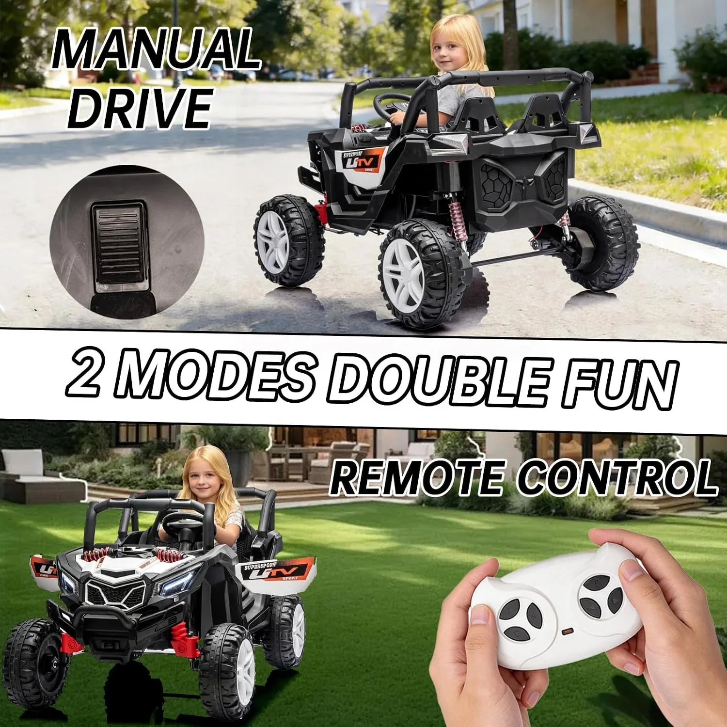 12V Battery Operated Kids Electric Car UTV with Remote Control for Two Passengers - Image 2