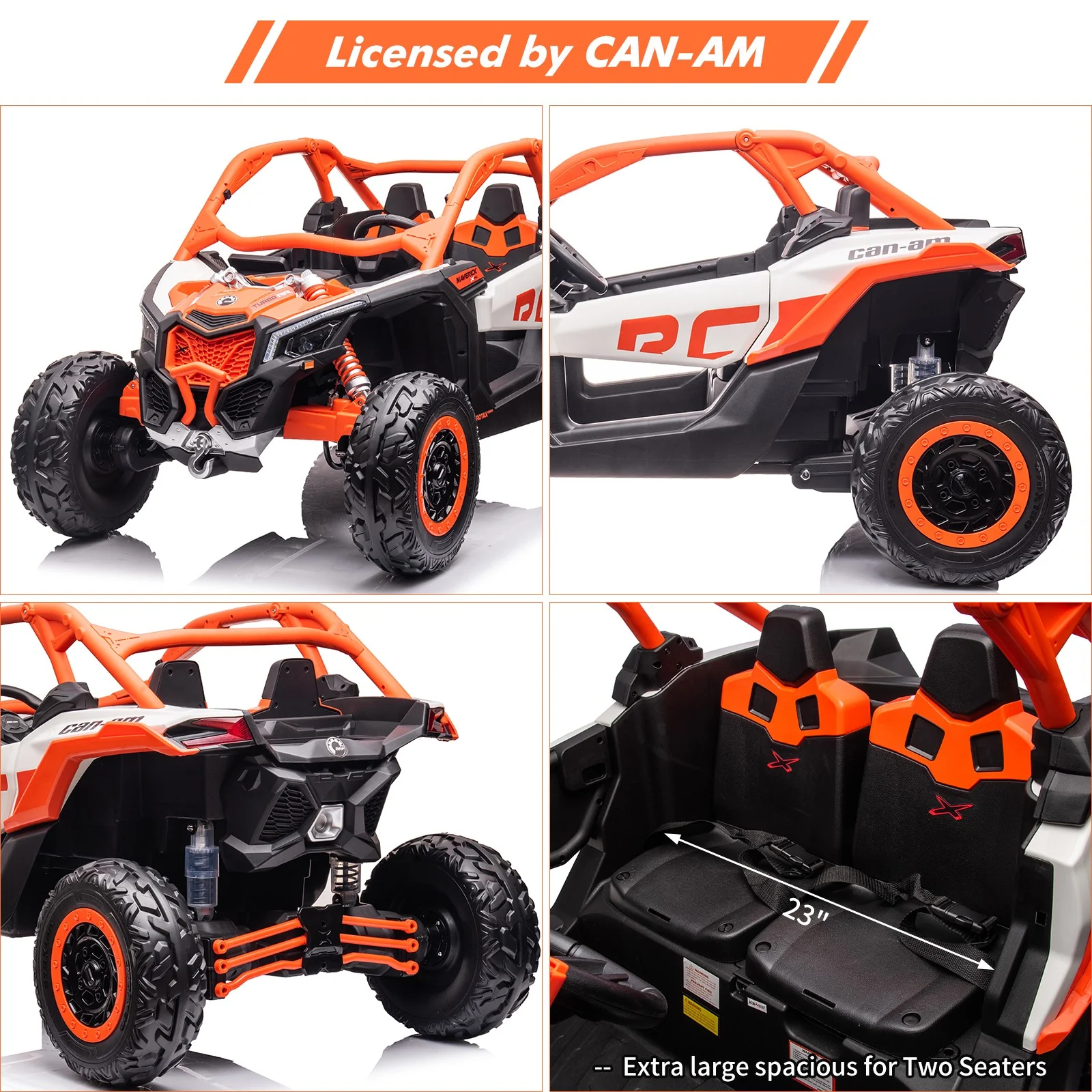 2-Seater Electric 4WD Off-Road UTV Ride-On Car Truck for Kids with Dual 24V Batteries - Image 7
