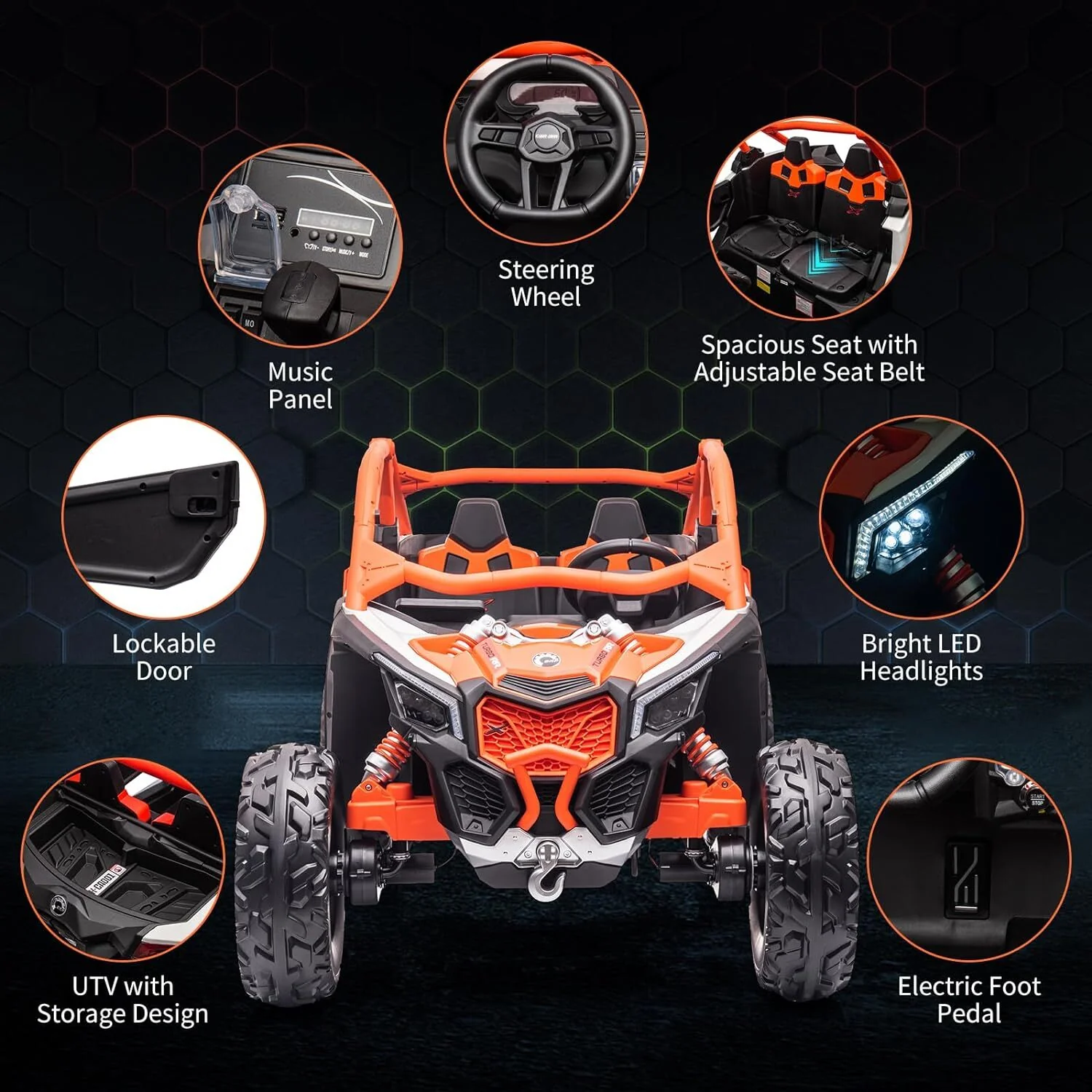 2-Seater Kids 4WD Ride-On UTV Truck with 24V 7AH Batteries and 200W Motor - Image 8