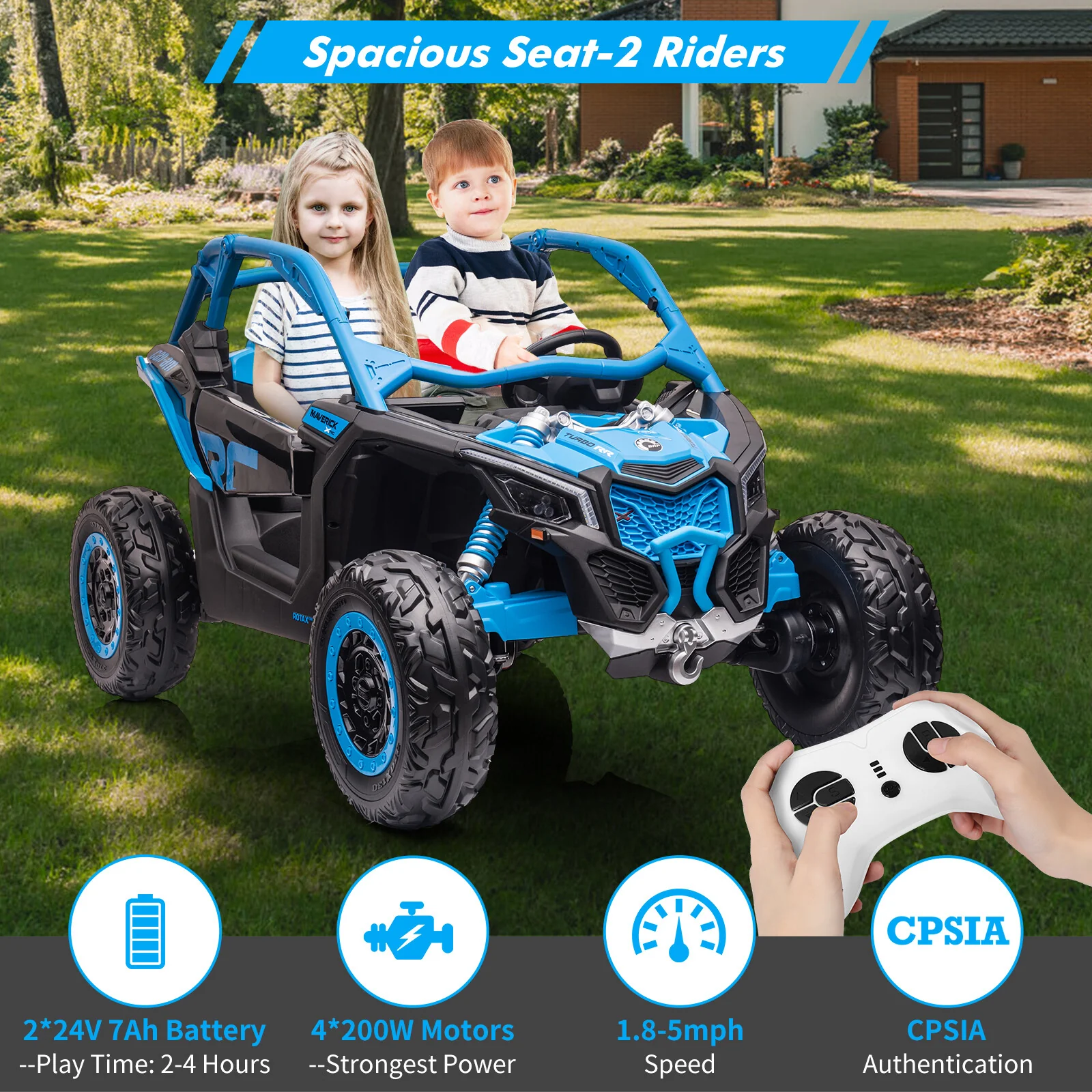 2-Seater Electric Off-Road UTV Ride-On Car for Kids with 4WD and Remote Control - Image 19