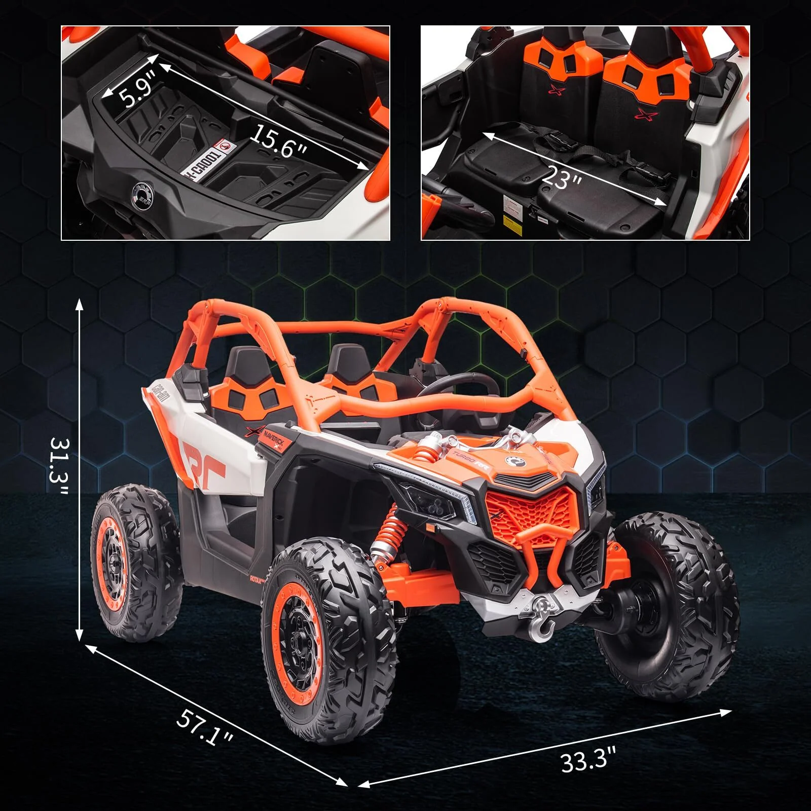 2-Seater Licensed Electric Can-Am Off-Road 4WD UTV Ride-On Car for Kids - Image 4