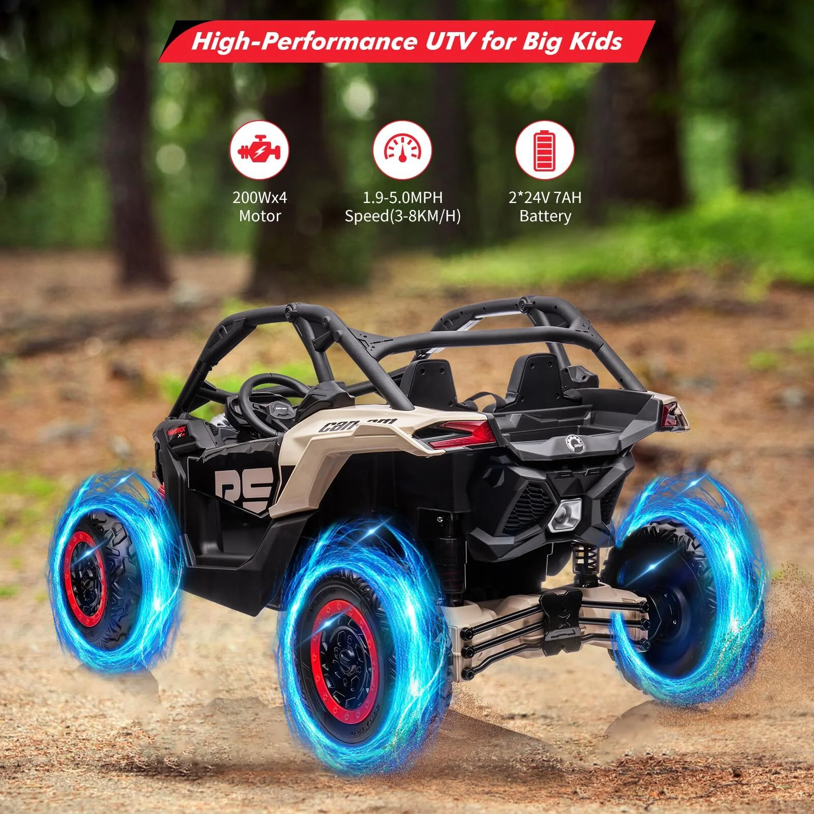 2-Seater Electric Licensed Can-Am Off-Road Ride-On UTV Car Toy for Kids - Image 14